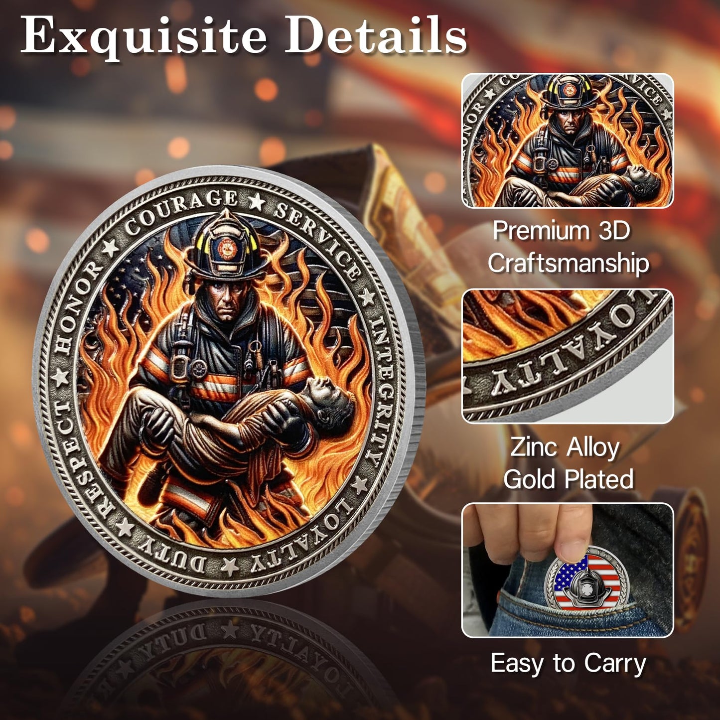 Honor Fire Department Rescue Praye Challenge Coin mysite