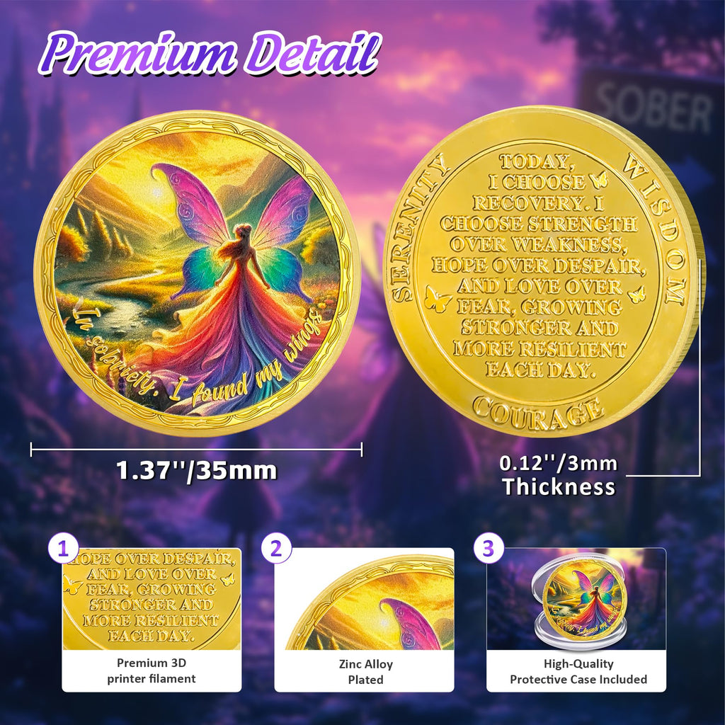 Affirmation Sunlight Fairy Mountains Recovery Addiction Sobriety Coin mysite