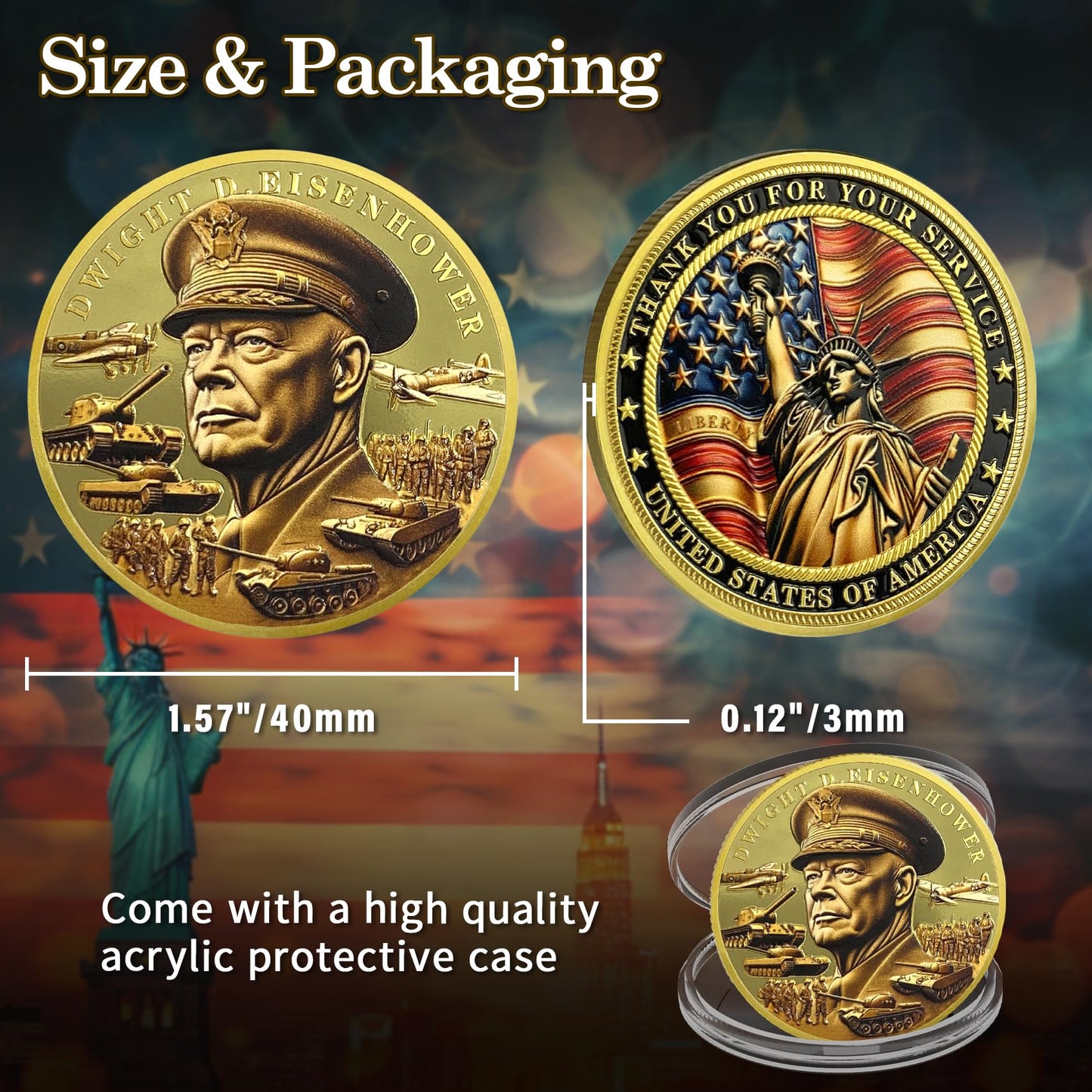 Thank You for Your Service Veteran Military Challenge Coins(Dwight D. Eisenhower) mysite