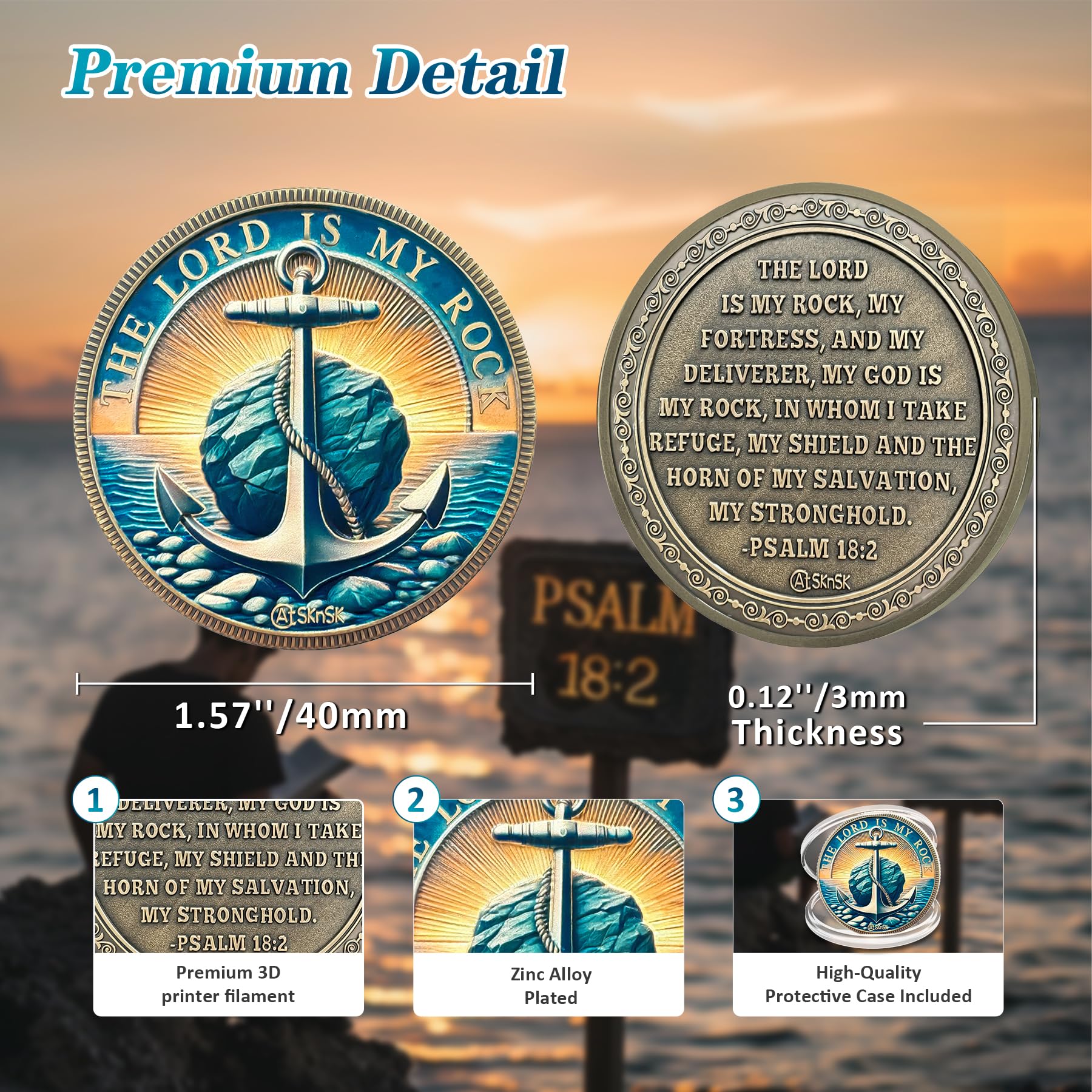 The Lord is My Rock Christian Challenge Coin mysite