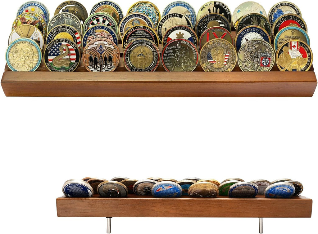 4 Row Solid Wood Small Coins Display Holder Holds 10-12 Coins mysite