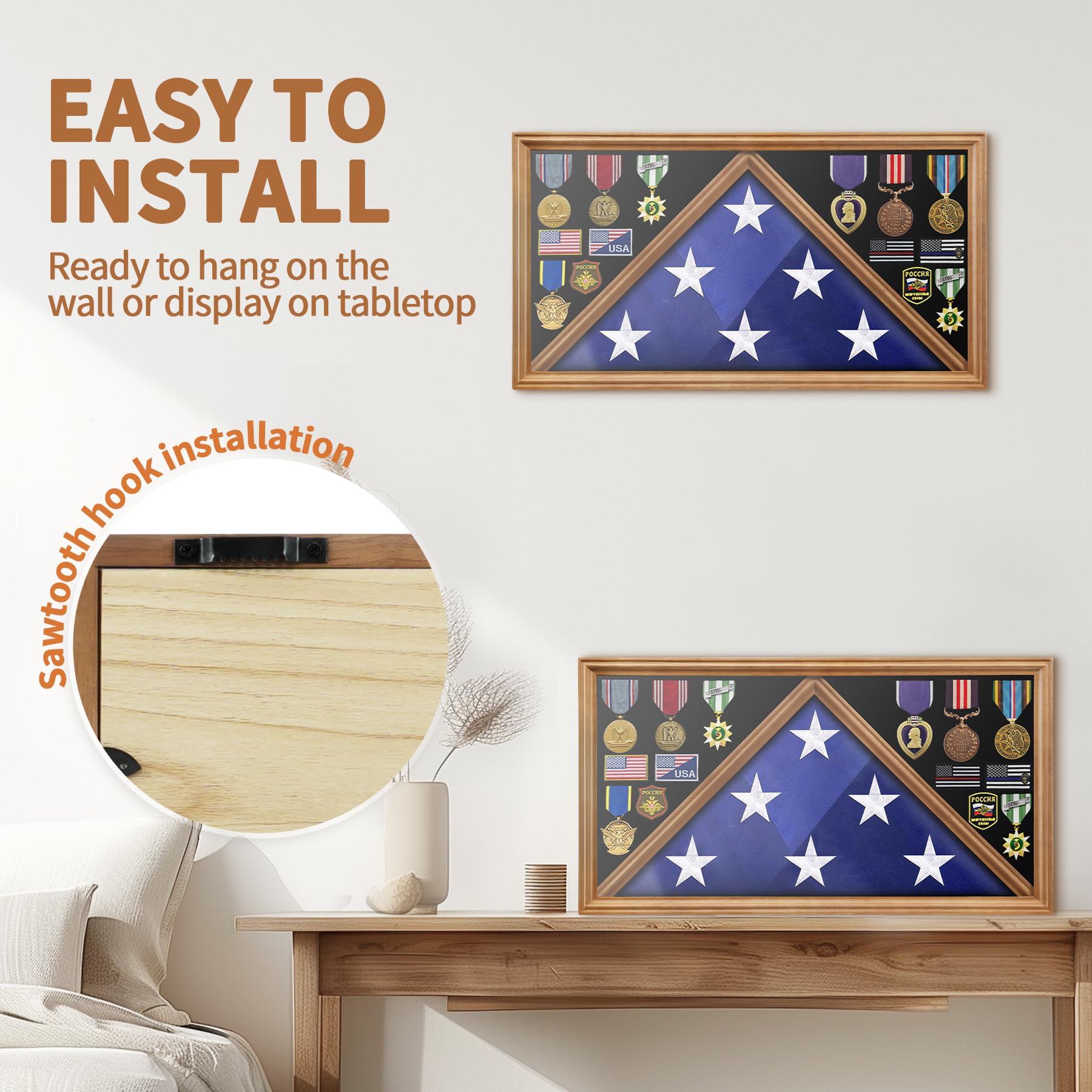 Large Wooden Military Burial Shadow Box Display Case mysite