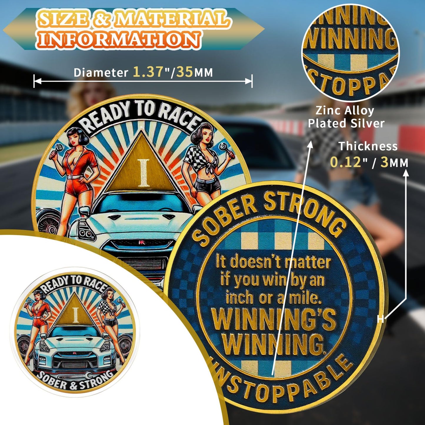 Personalized Ready to Race Race Queen Sobriety Coin mysite