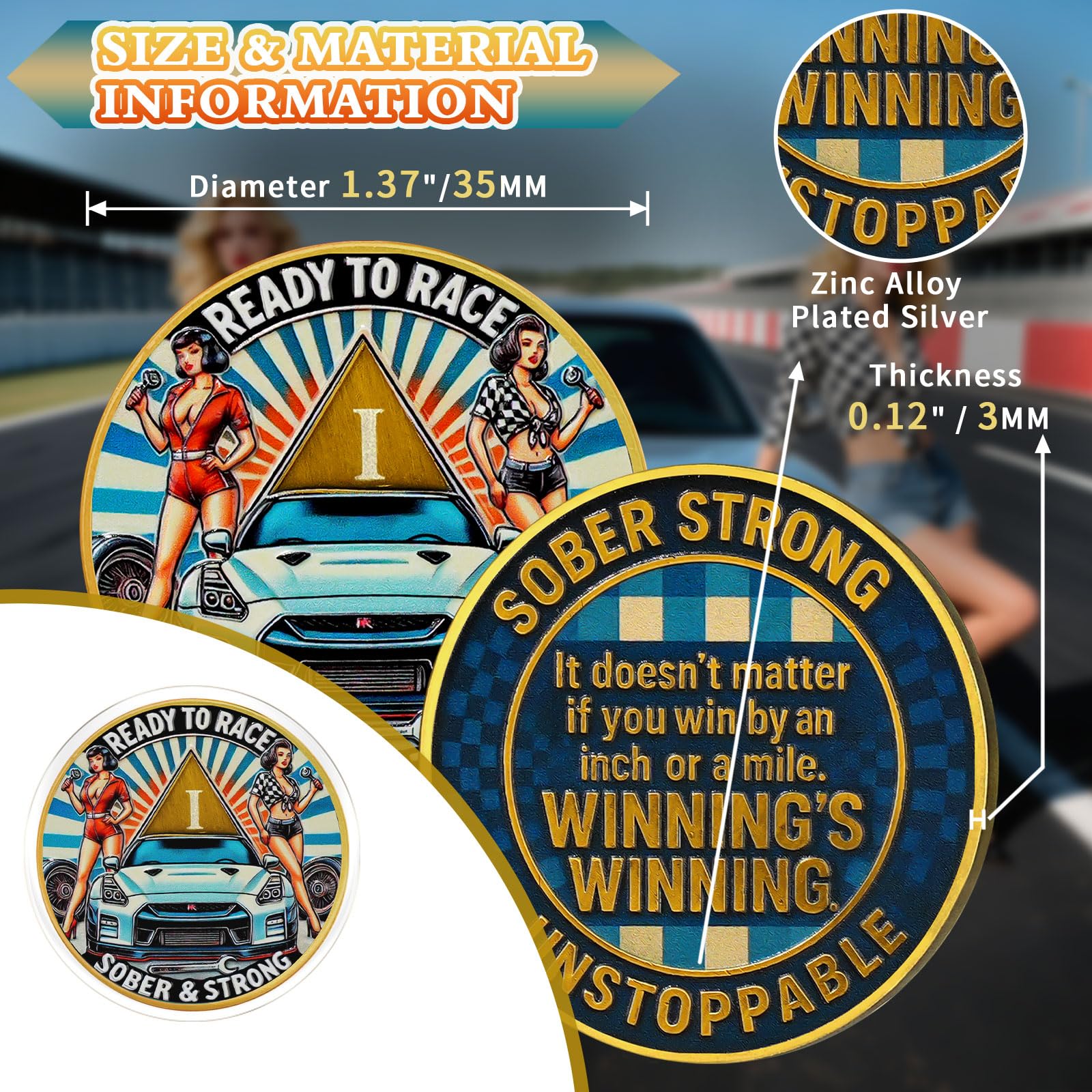 Personalized Ready to Race Race Queen Sobriety Coin mysite