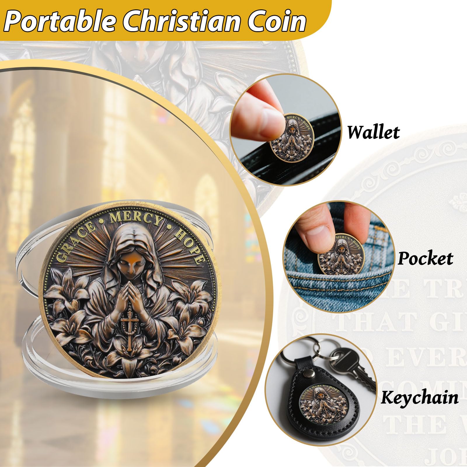 Inspirational Holy Mary Christian Challenge Coin mysite