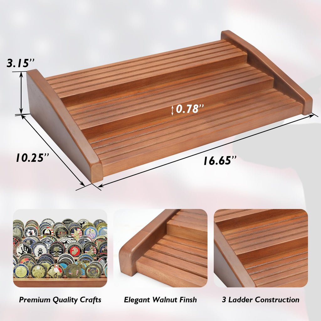 12 Rows Solid Wood  Coin Display Stand Holds 90-100 Coins mysite
