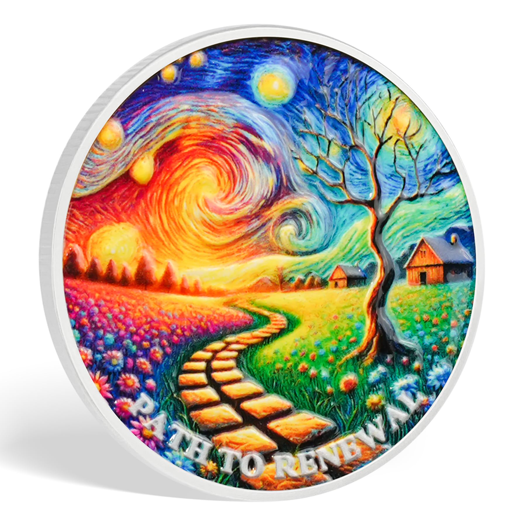 Starry Night Road Path to Renewal Sobriety Coin mysite