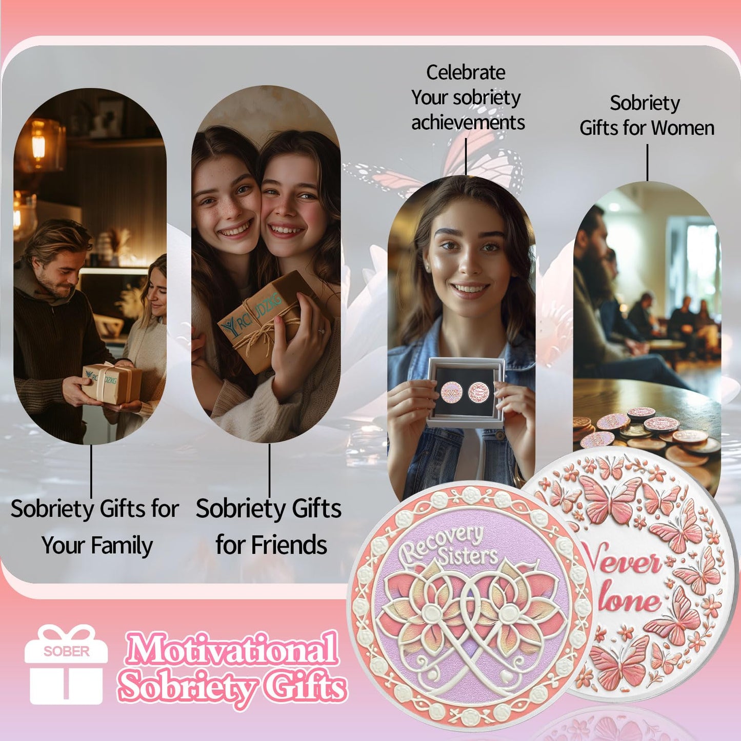 Never Alone Original Recovery Sisters Sobriety  Coin mysite