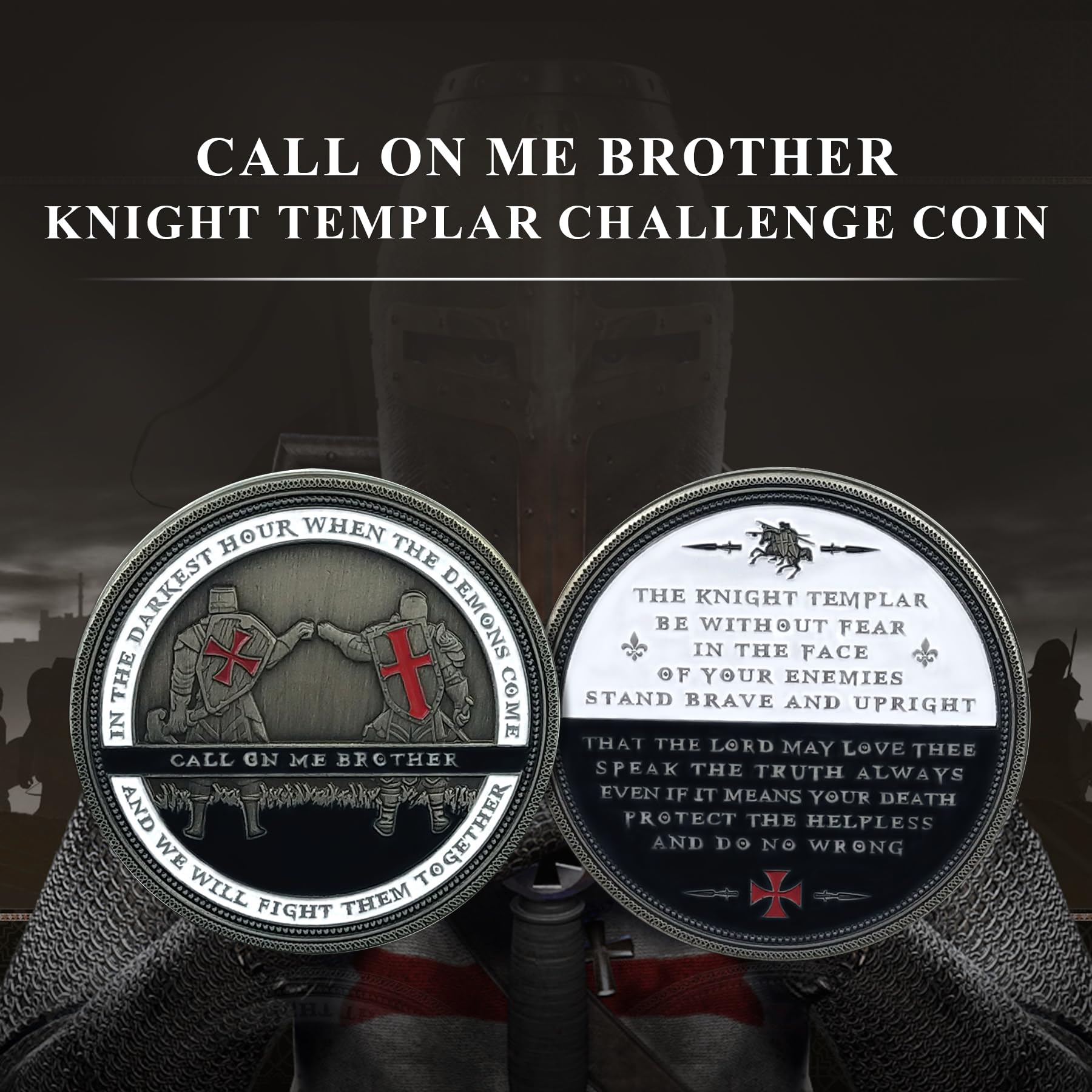 Knight Templar Call On Me Brother Religious Red Cross Challenge Coin mysite