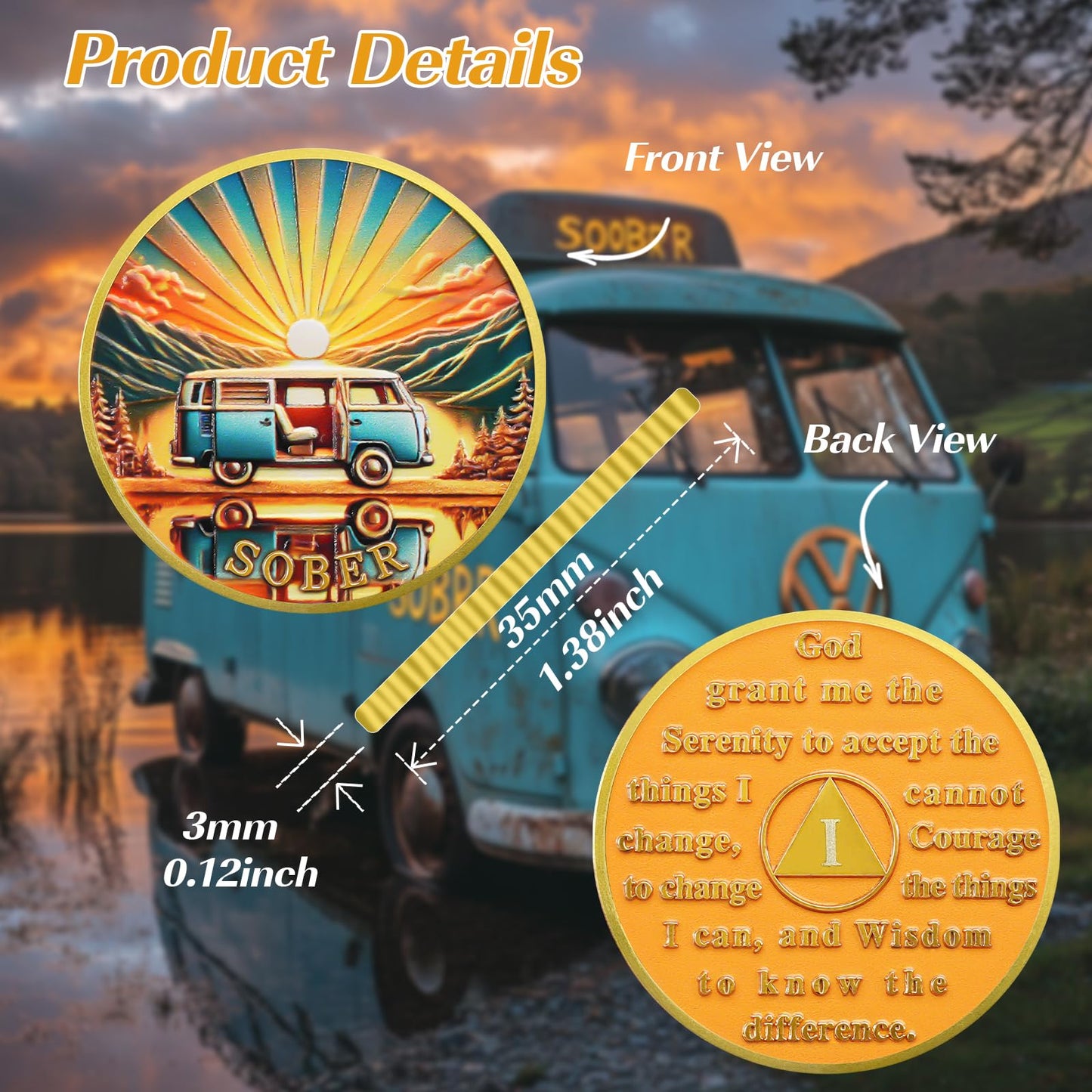 Personalized Rolling Toward Recovery Sobriety Coin mysite