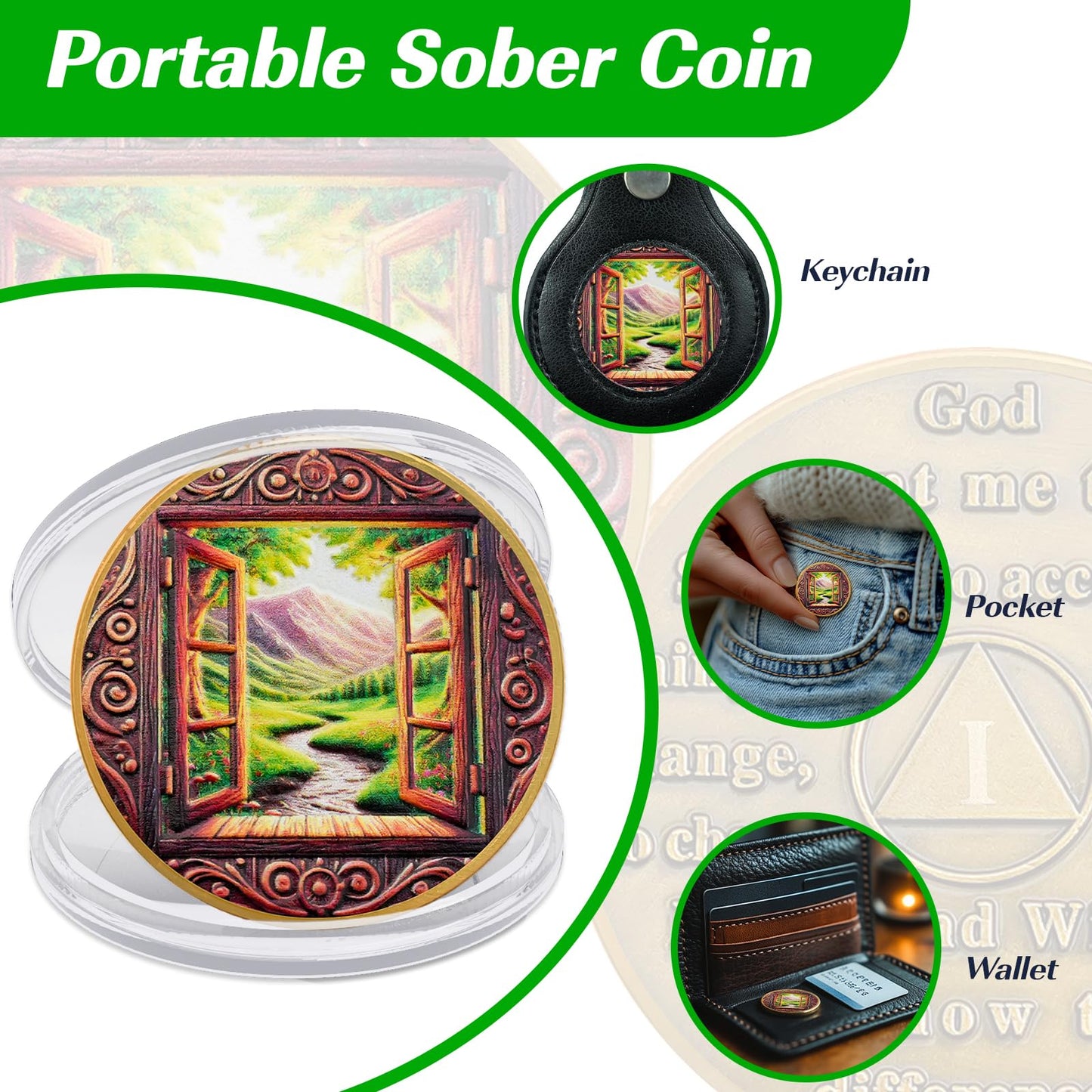 Personalized Window of Clarity Sobriety Coin mysite