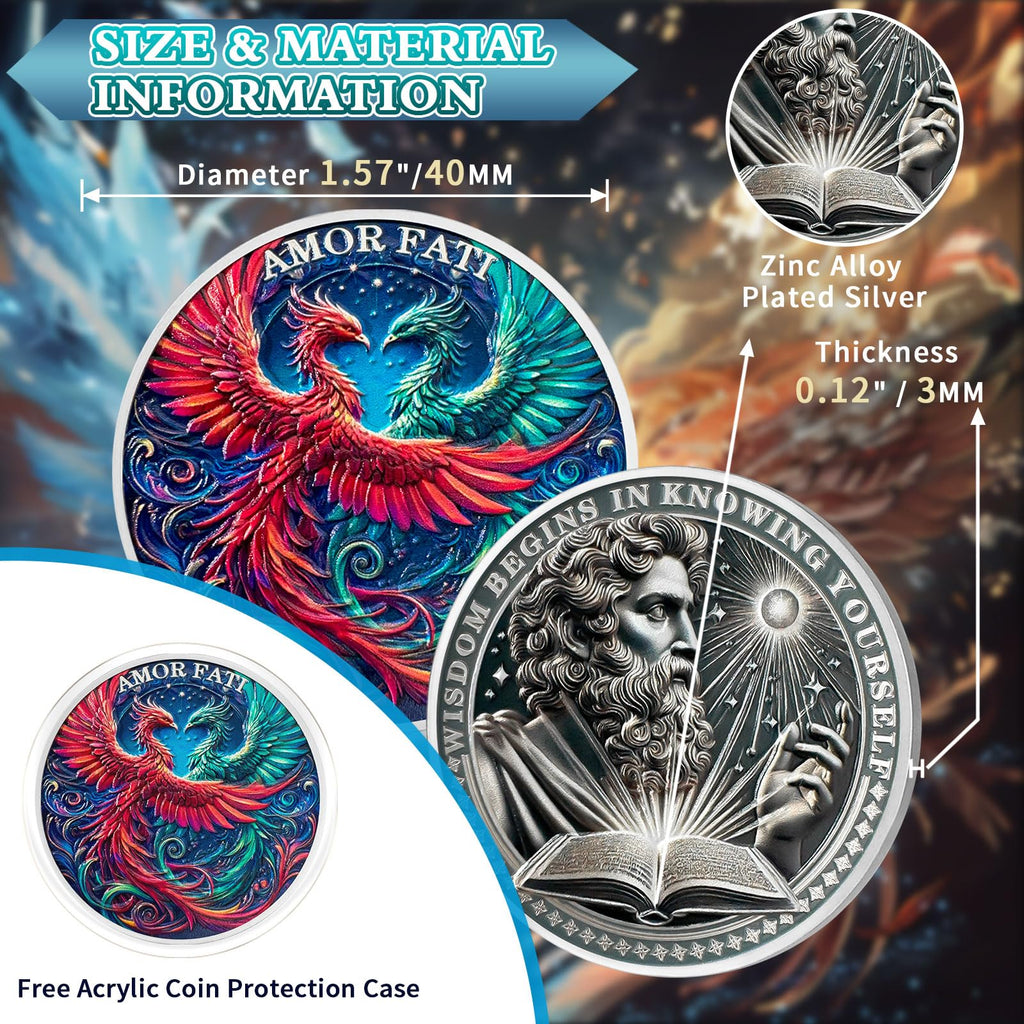 Red and Green Phoenix Momento Mori Stoic Coins Stoicism Coin mysite