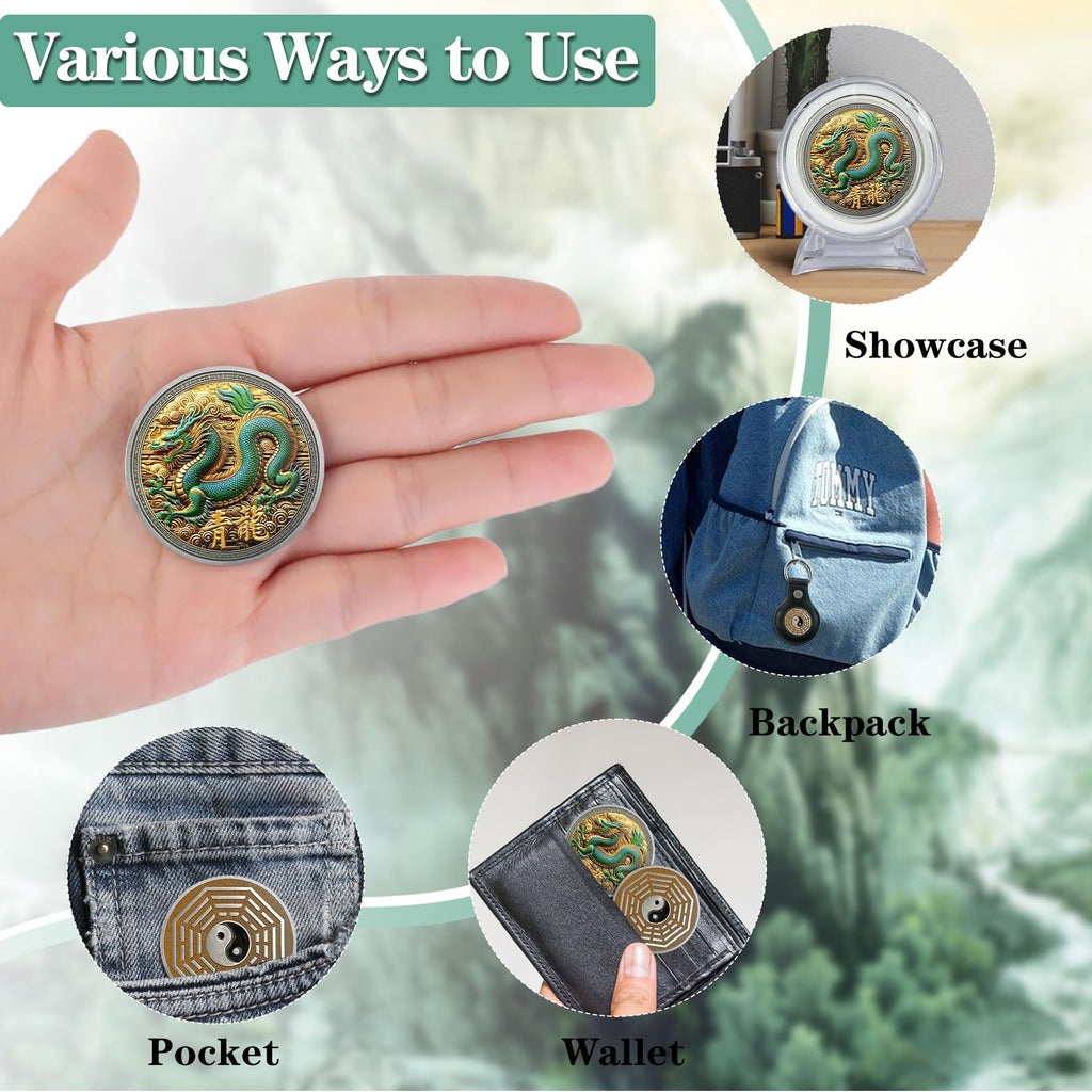 Eastern Mythology Chinese Azure Dragon Taichi Good Luck Coin mysite