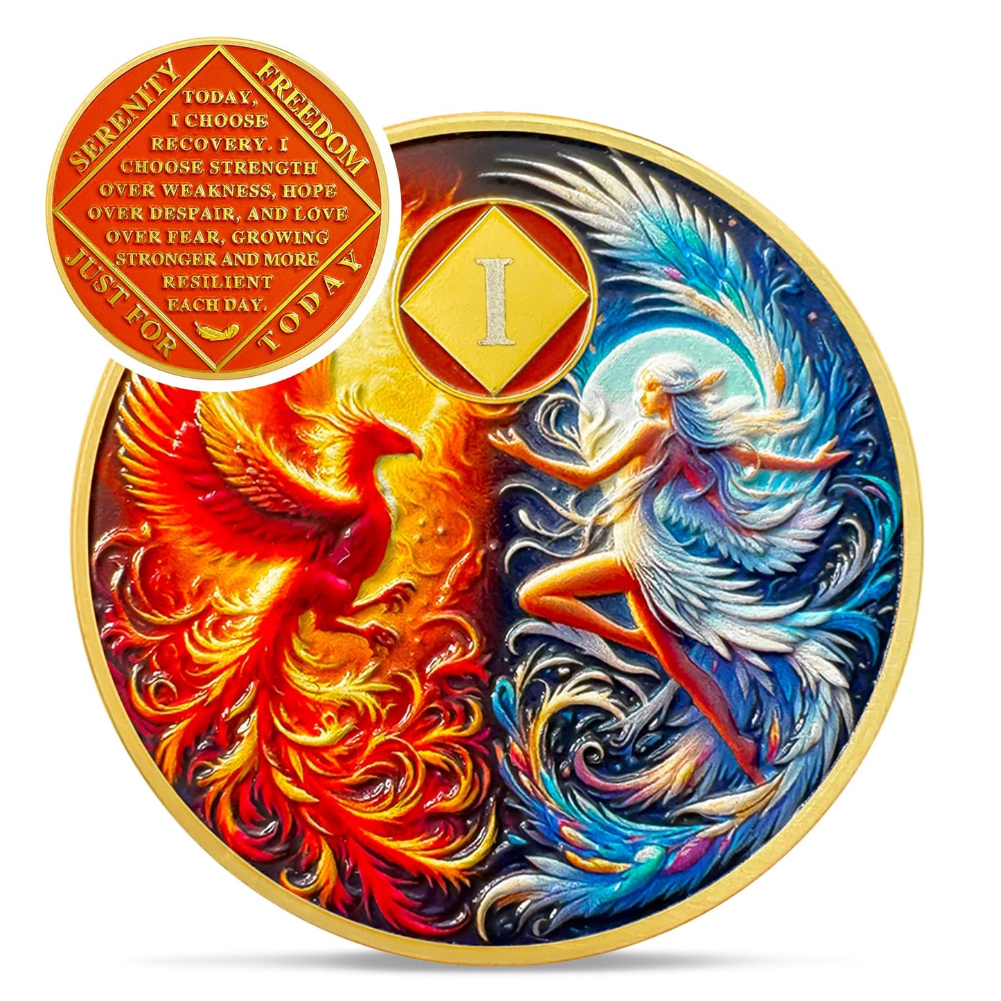 Personalized Phoenix Fairy Sun and Moon Sobriety Coin mysite