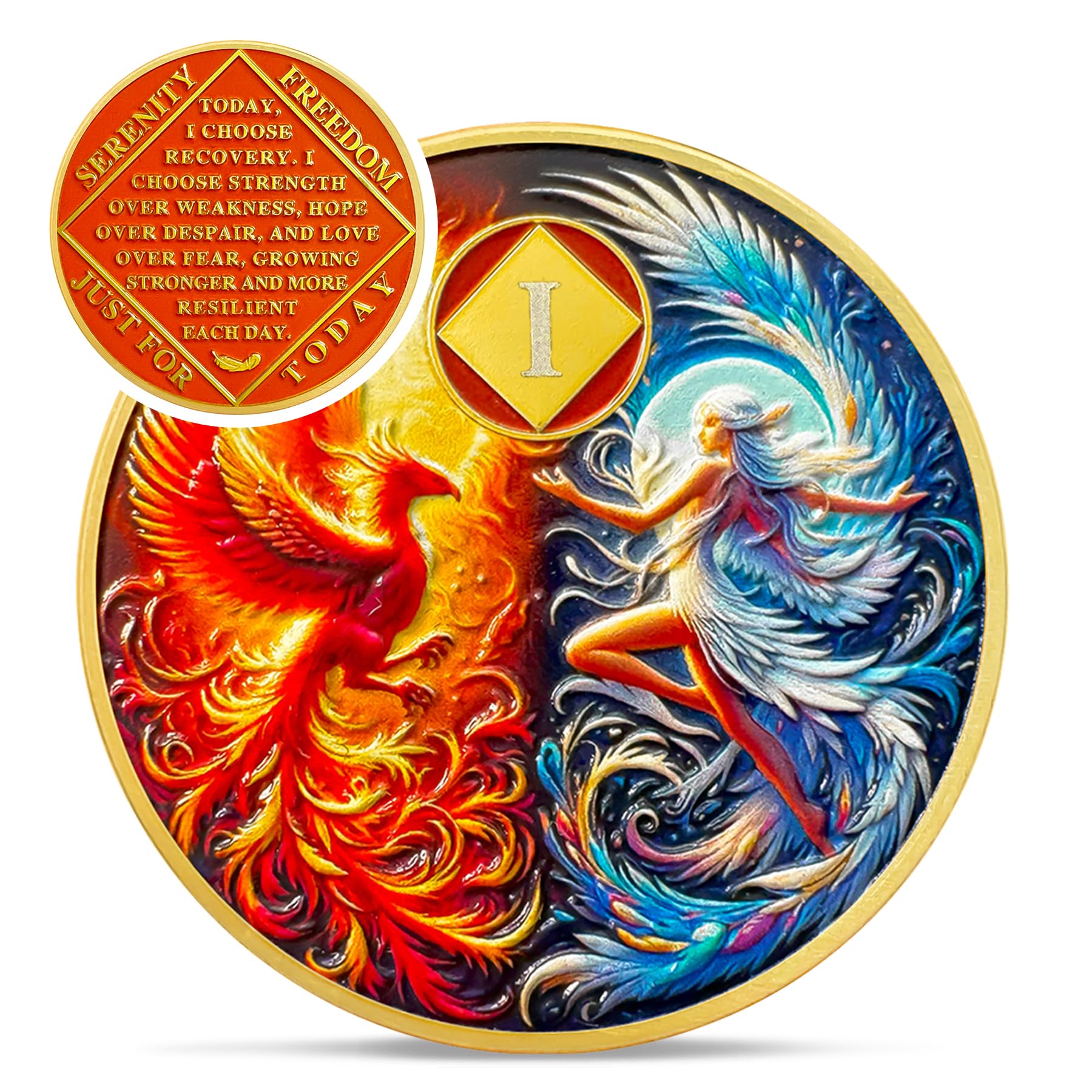 Personalized Phoenix Fairy Sun and Moon Sobriety Coin mysite