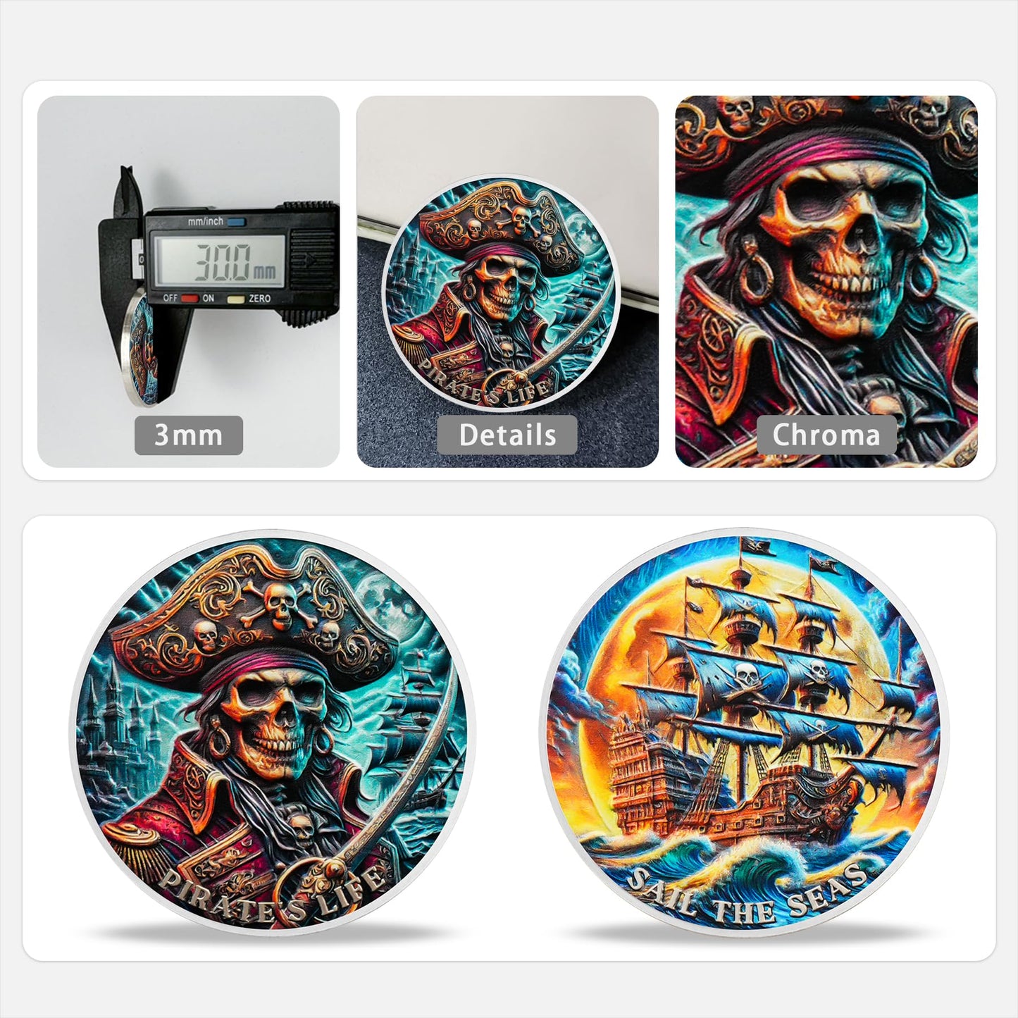 Skull Gothic Pirate Ship Challenge Coin mysite