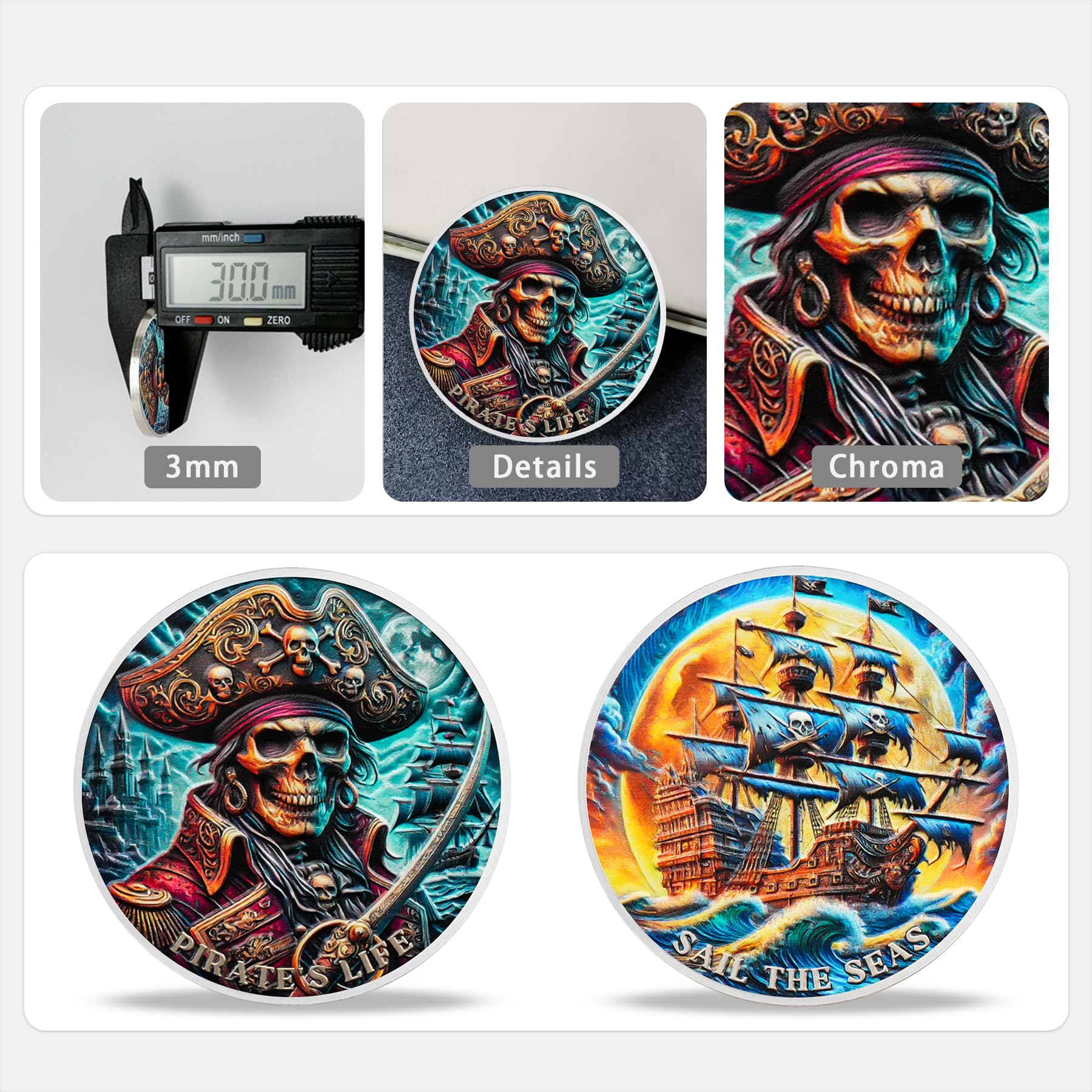 Skull Gothic Pirate Ship Challenge Coin mysite