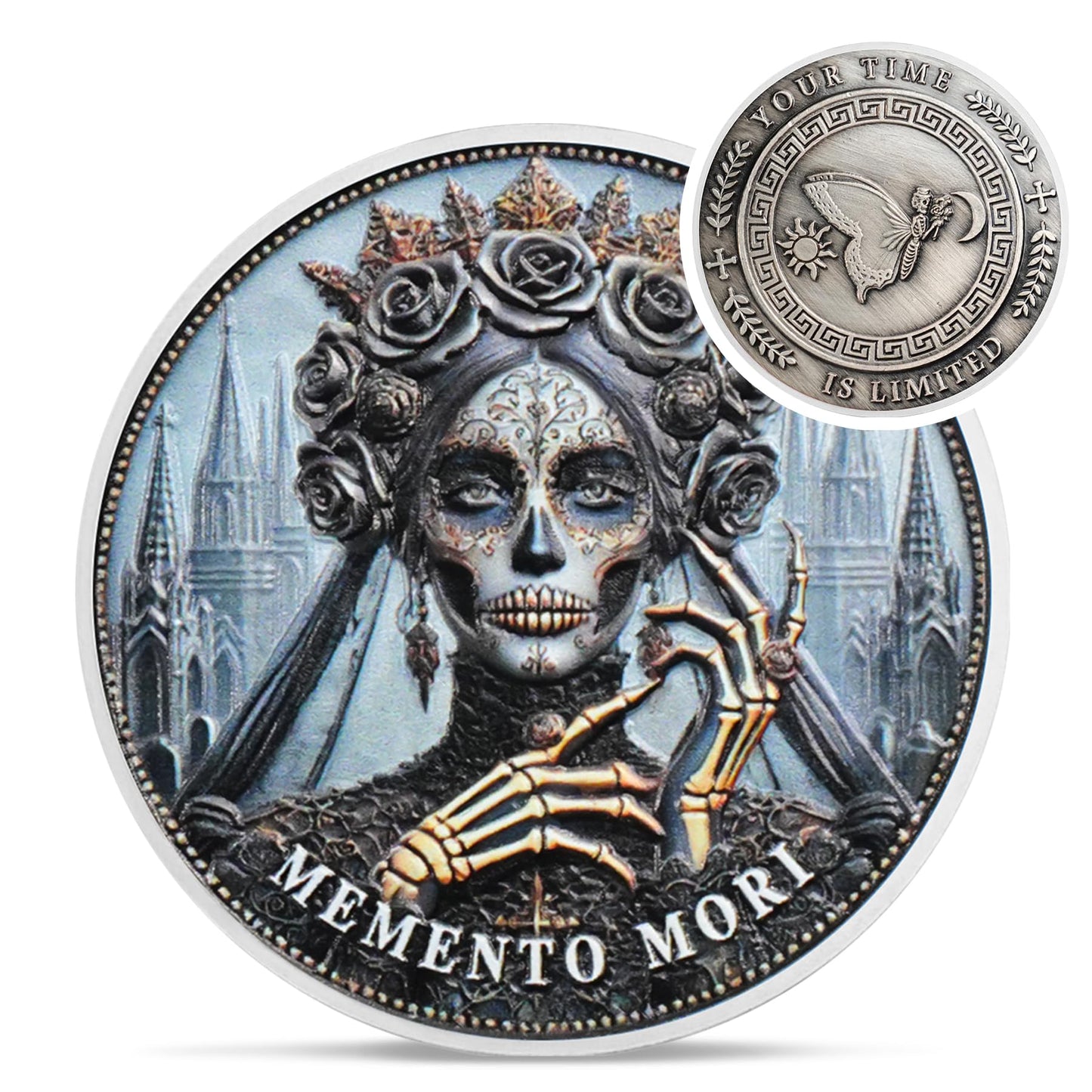 Skull Butterfly Stoic Gothic Queen Memento Mori Coin mysite