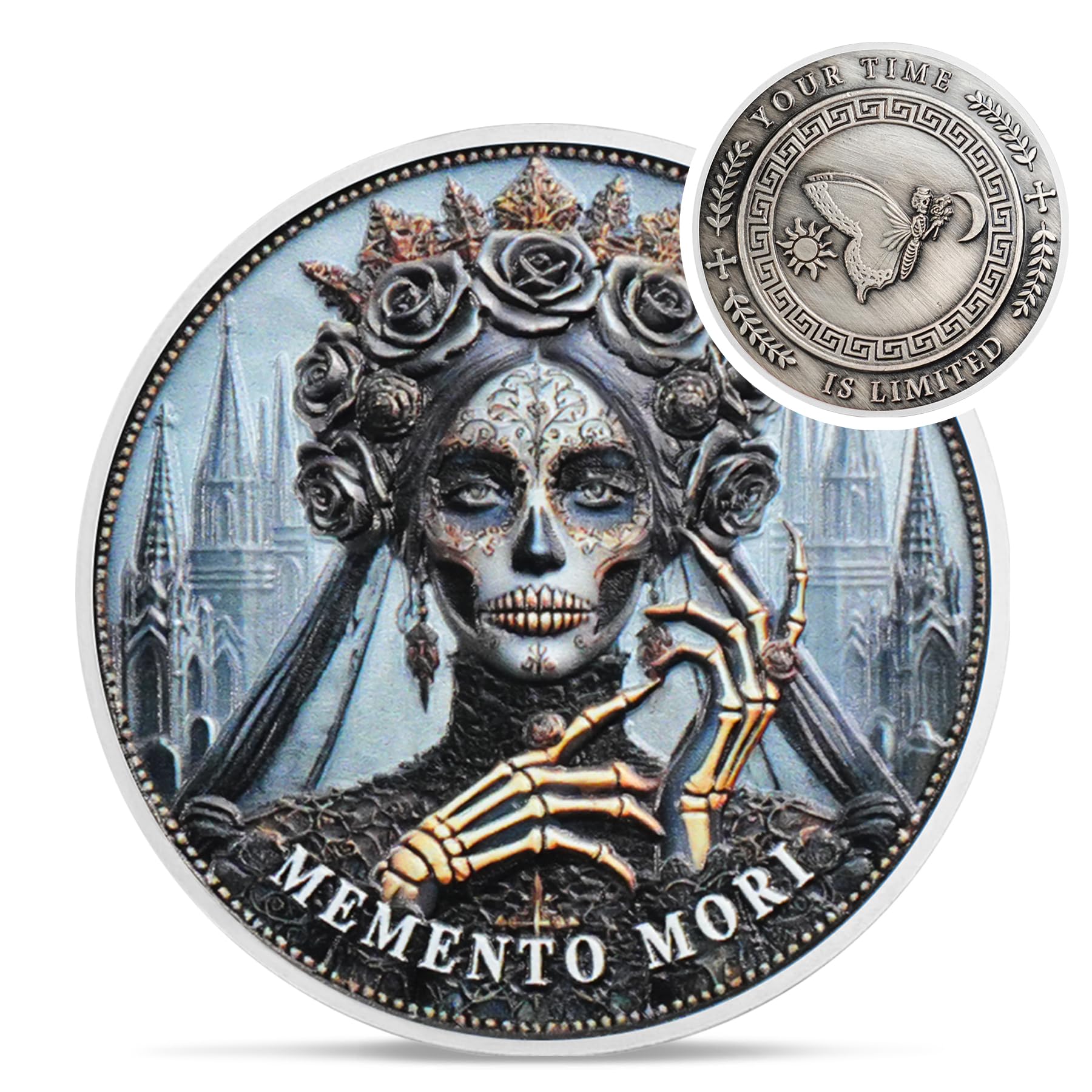 Skull Butterfly Stoic Gothic Queen Memento Mori Coin mysite