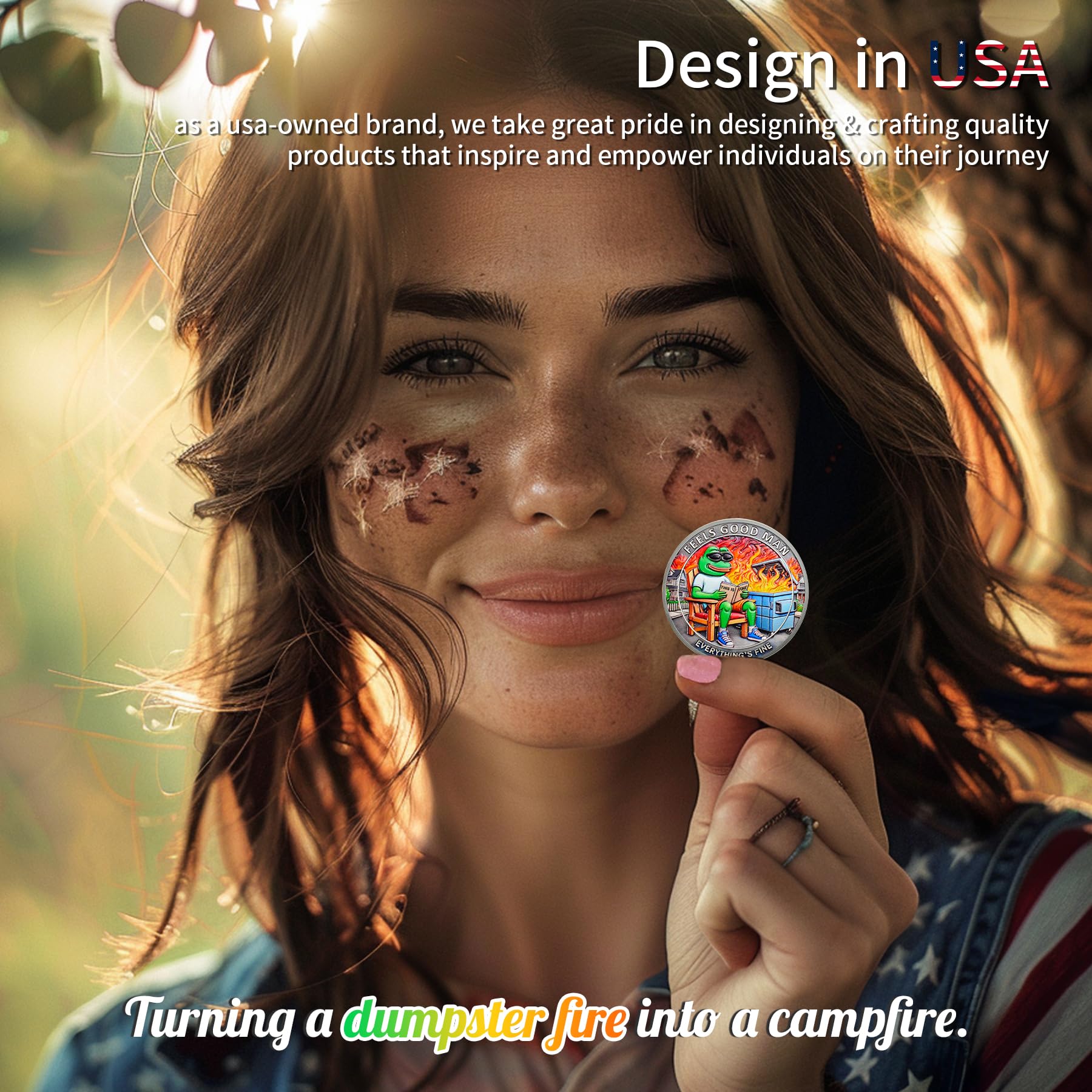 Fun Emotional Support This is Fine Dumpster Fire Frog Challenge Coin mysite