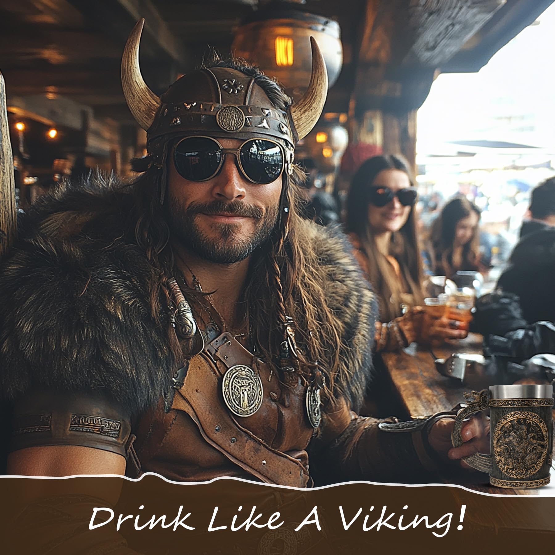 Original Handmade 304 Stainless Steel 20oz Viking Runes Mug mysite