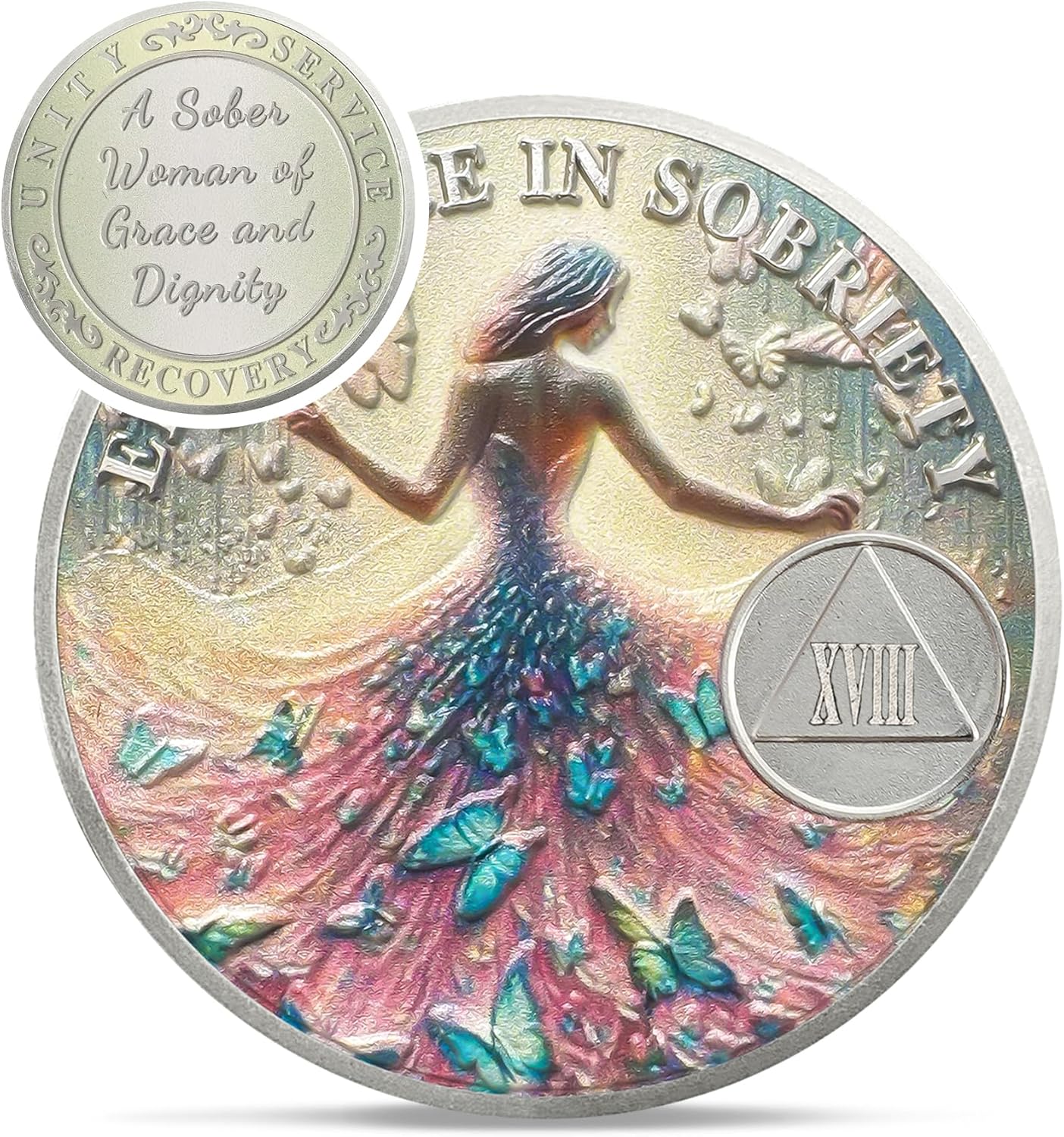 Personalized Celebrate Narcotics Alcoholics Sister Power Addiction Artsy Grace Women Sobriety Coin mysite