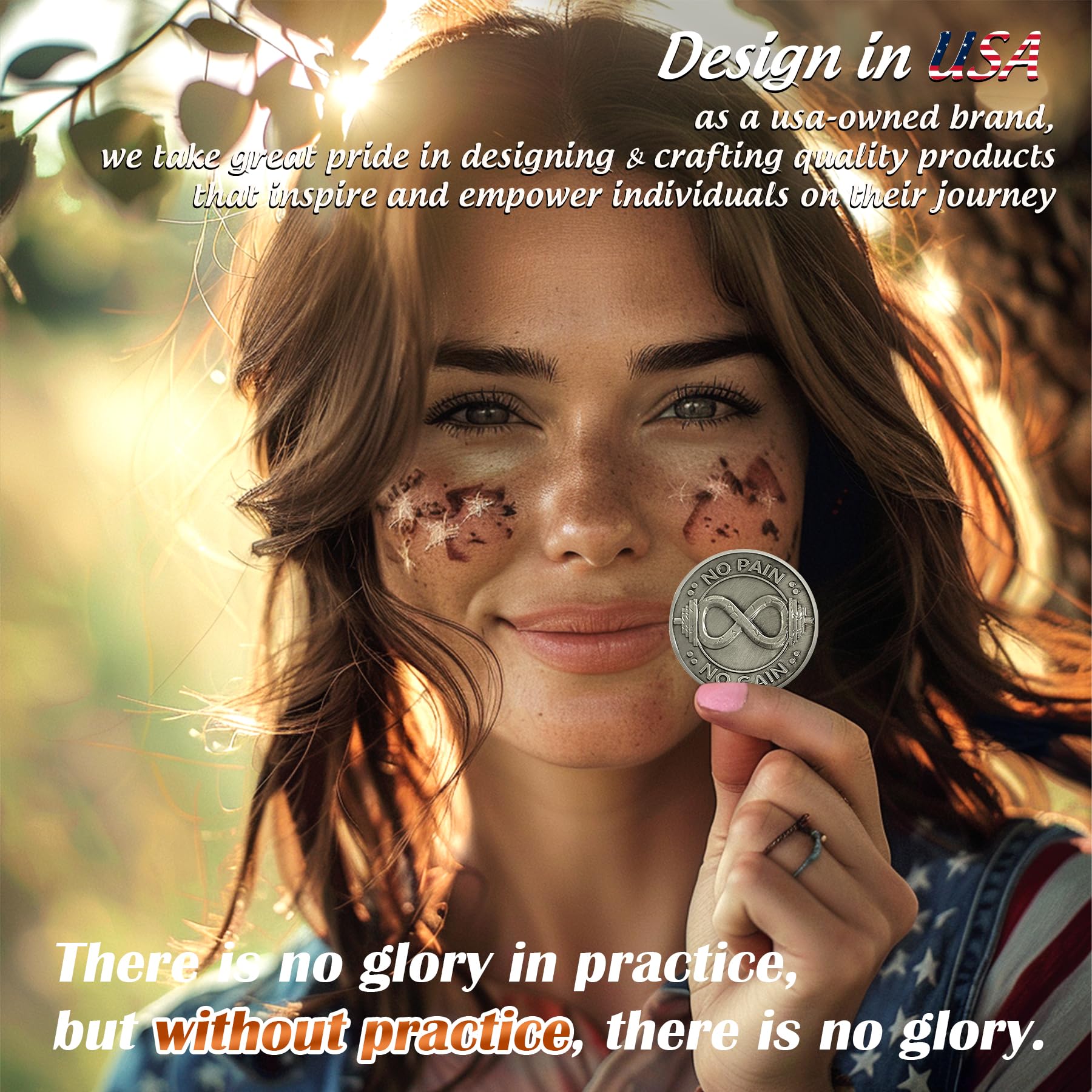 No Pain No Gain Inspirational Motivational Infinity Challenge Coin mysite