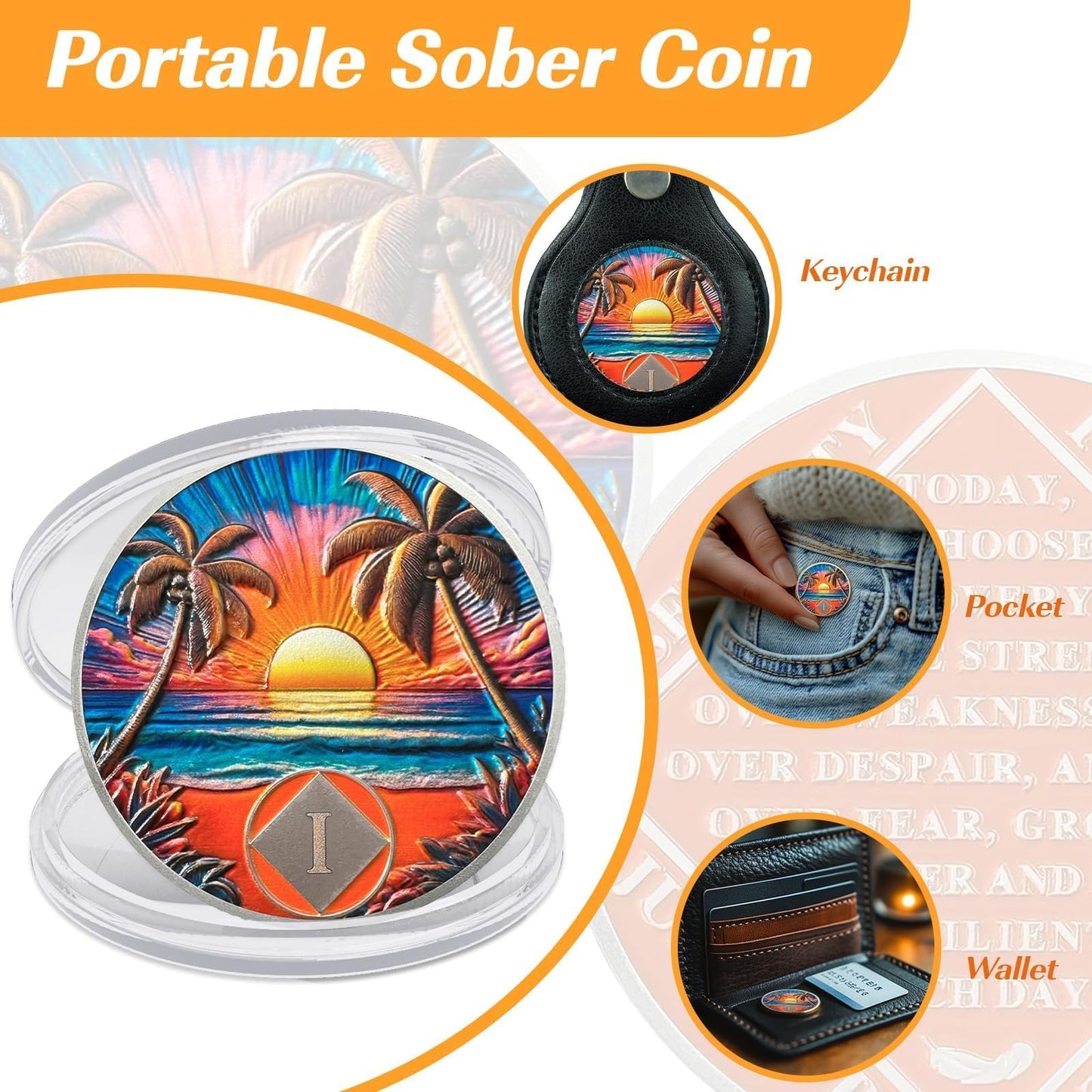 Personalized Beach Sunset Sobriety Coin mysite