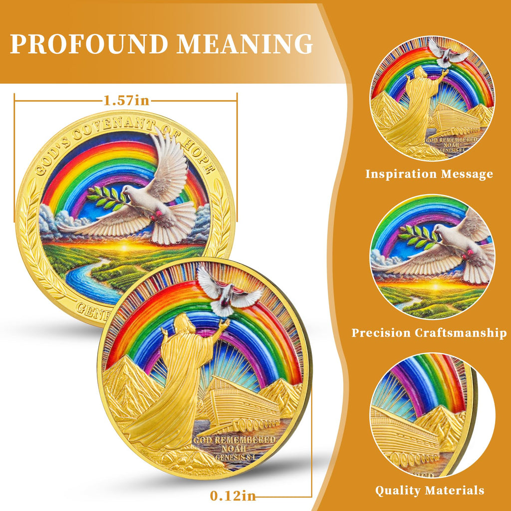 Dove, Rainbow & Bible Verses Noahs Ark Christian Coin mysite