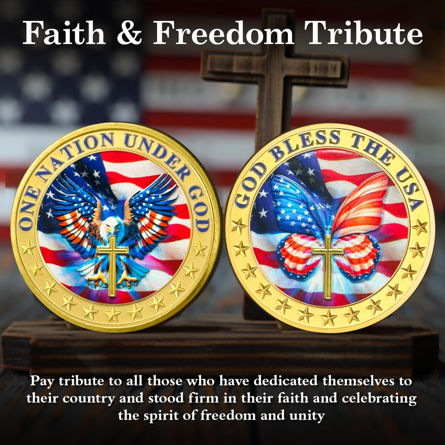 Veteran Faith Christian God Bless The USA Military  Challenge Coins mysite