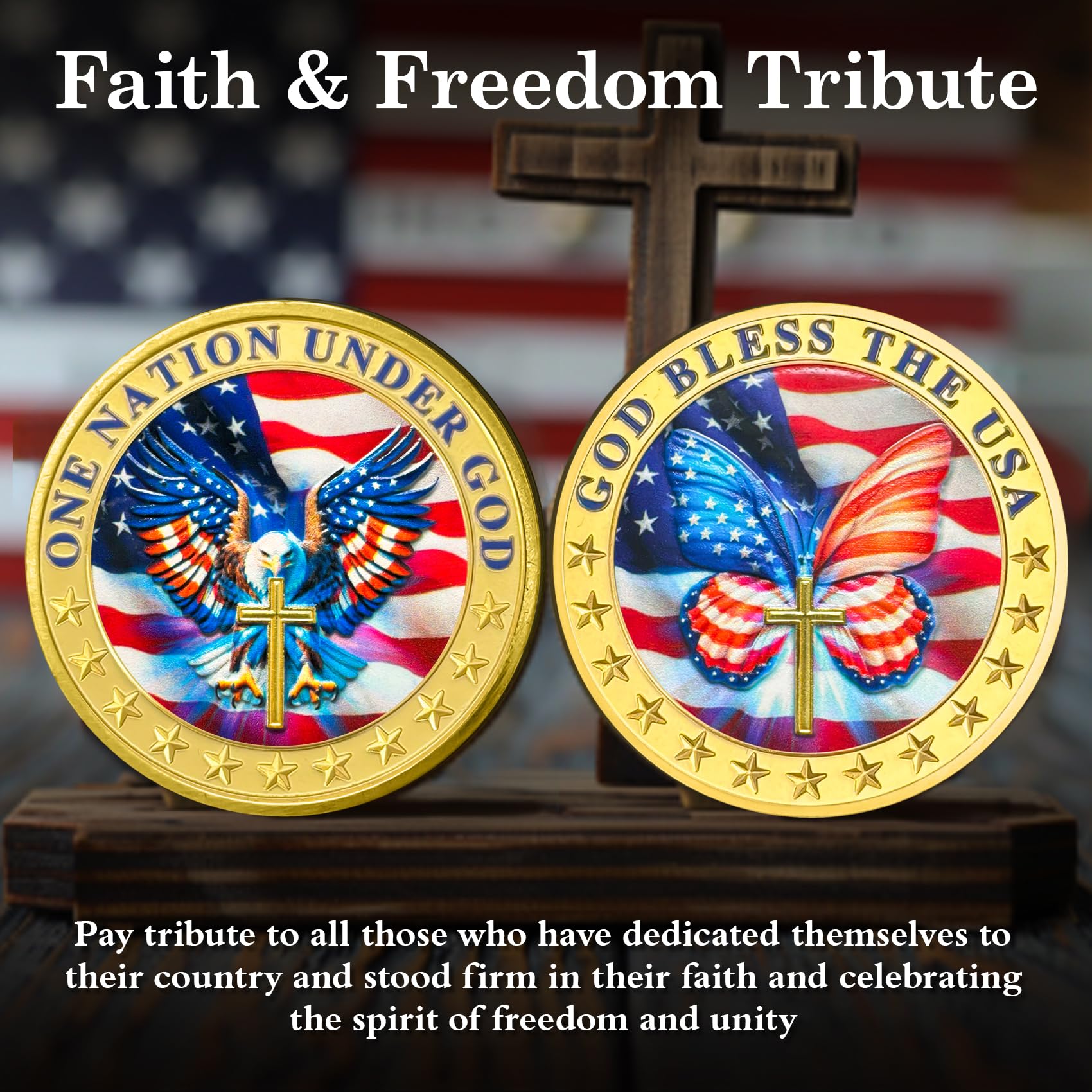Veteran Faith Christian God Bless The USA Military  Challenge Coins mysite
