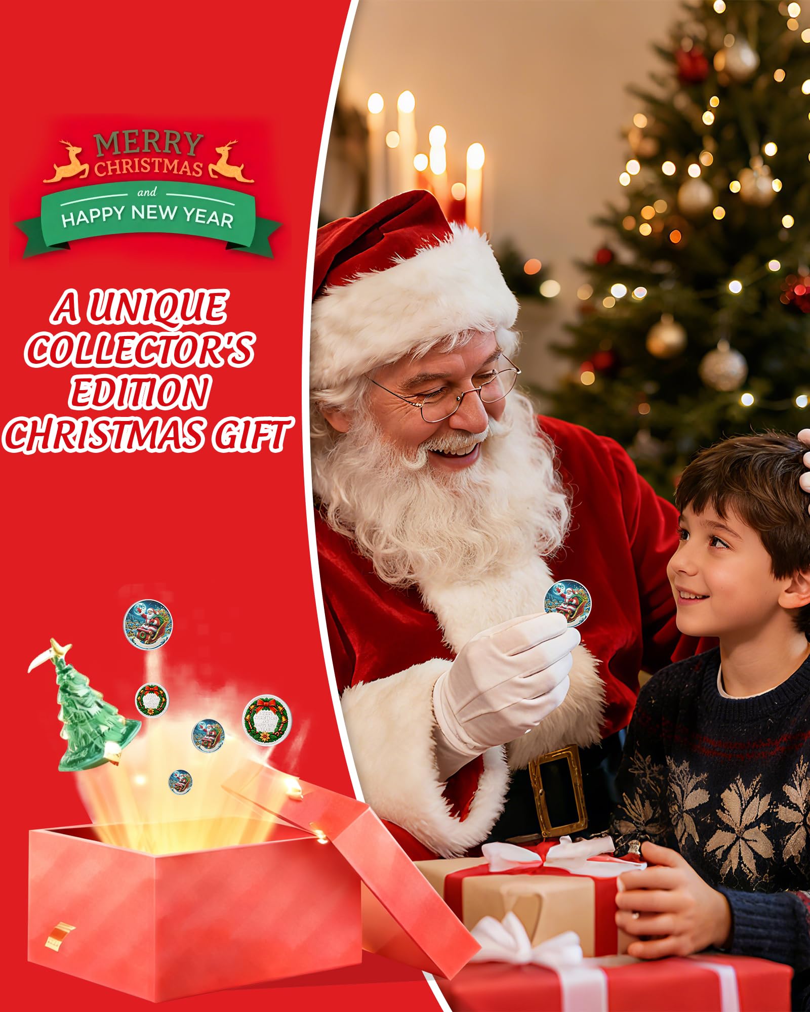 Santa Claus on Sleigh Christmas Coin mysite