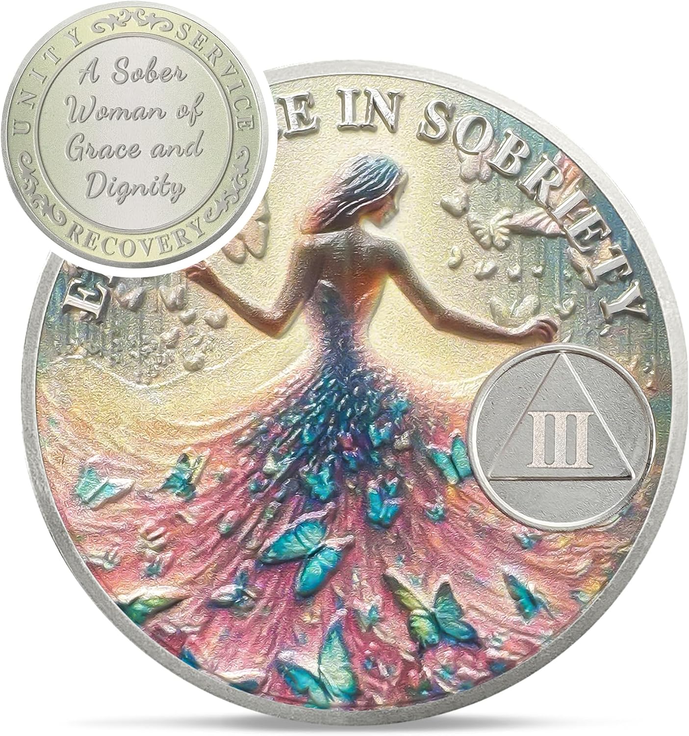 Personalized Celebrate Narcotics Alcoholics Sister Power Addiction Artsy Grace Women Sobriety Coin mysite