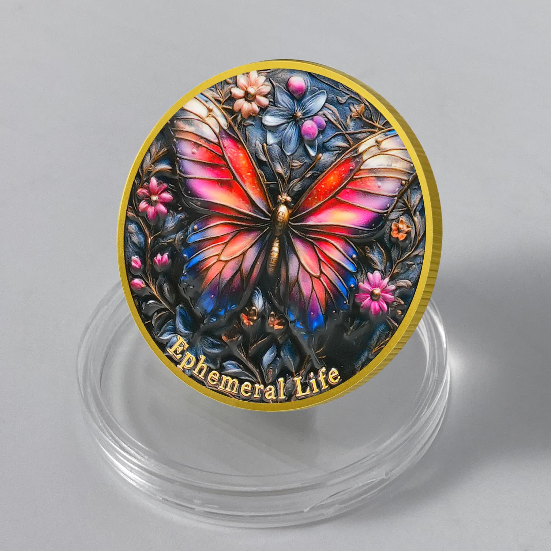 Remember Death with Flowers and Butterfly Memento Mori Skull Coin mysite