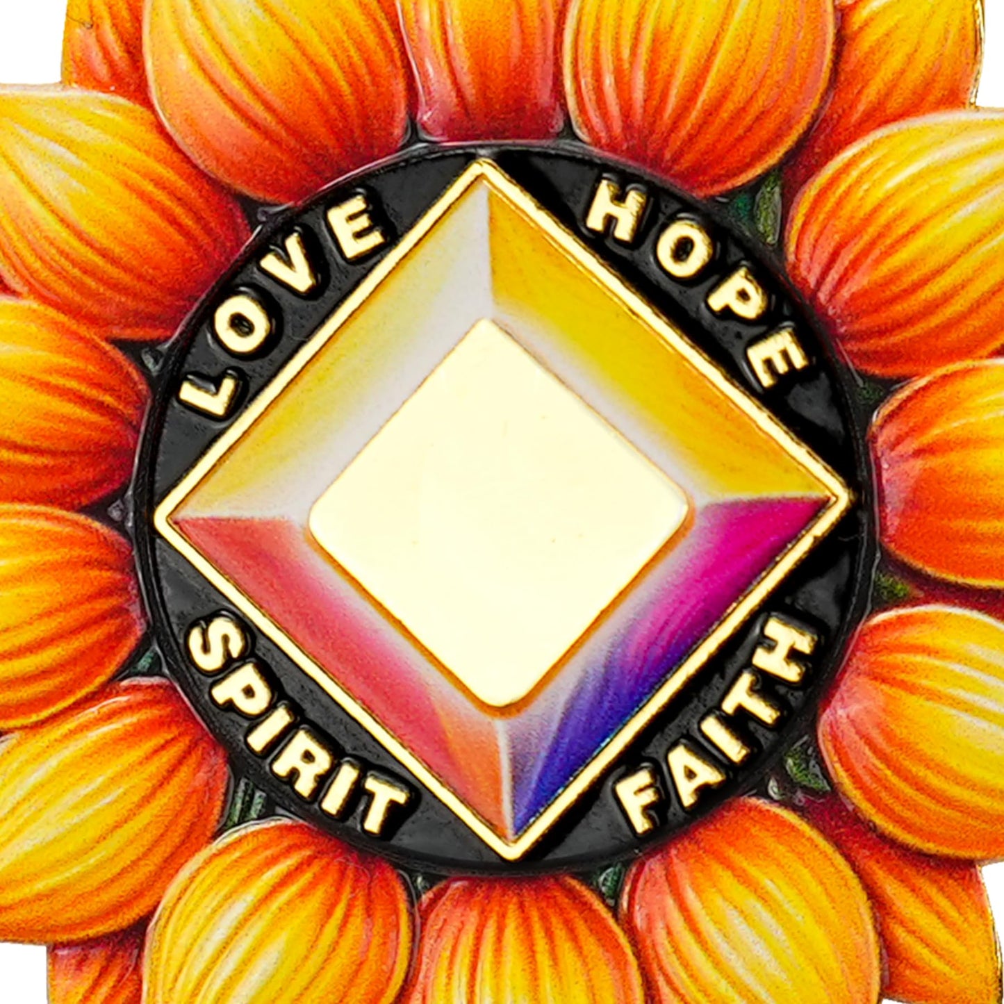 Personalized Sunflower Recovery Medallion Sobriety Coin with Serenity Message Love, Hope, Spirit & Faith Token Just for Today mysite