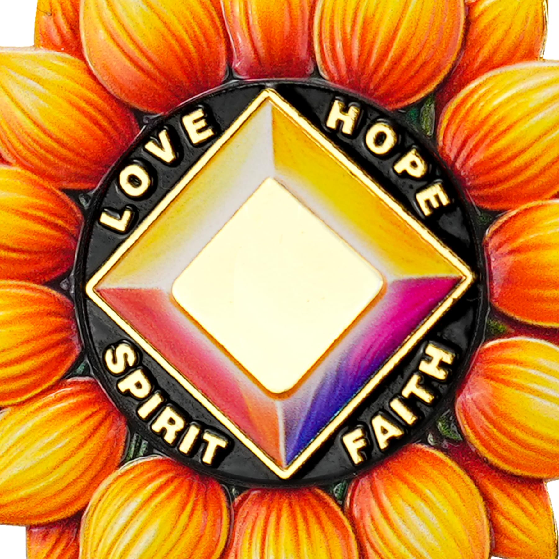 Personalized Sunflower Recovery Medallion Sobriety Coin with Serenity Message Love, Hope, Spirit & Faith Token Just for Today mysite