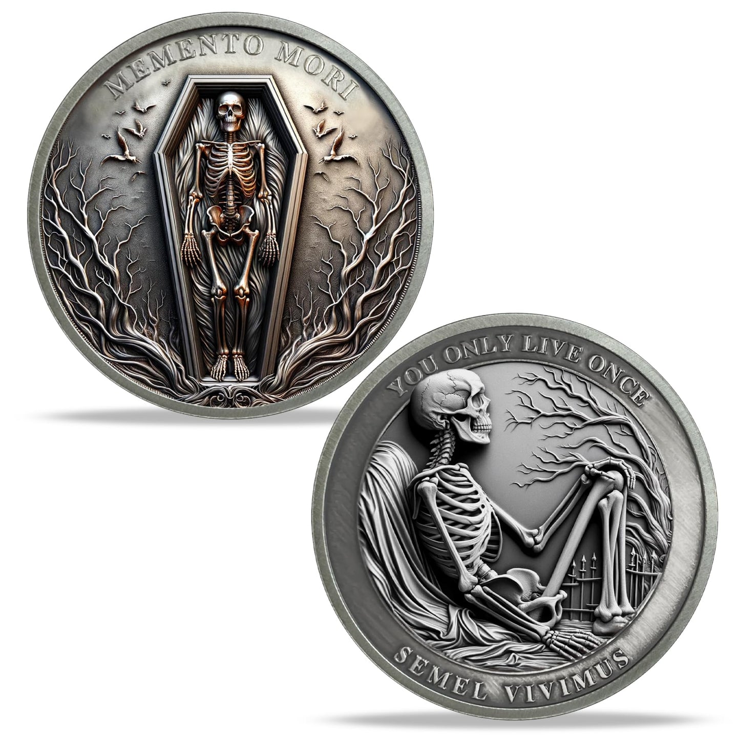 You Only Live Once Momento Mori Skull Coin mysite