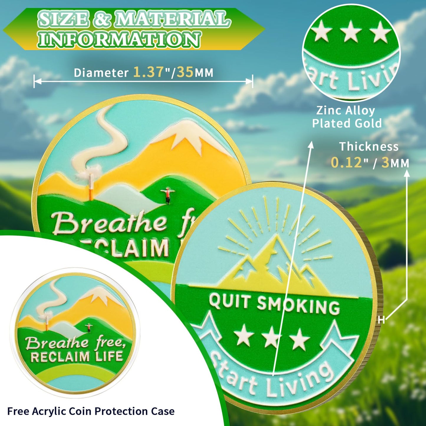 Quit Smoking Recovery  Breathe Free Sobriety Coin mysite
