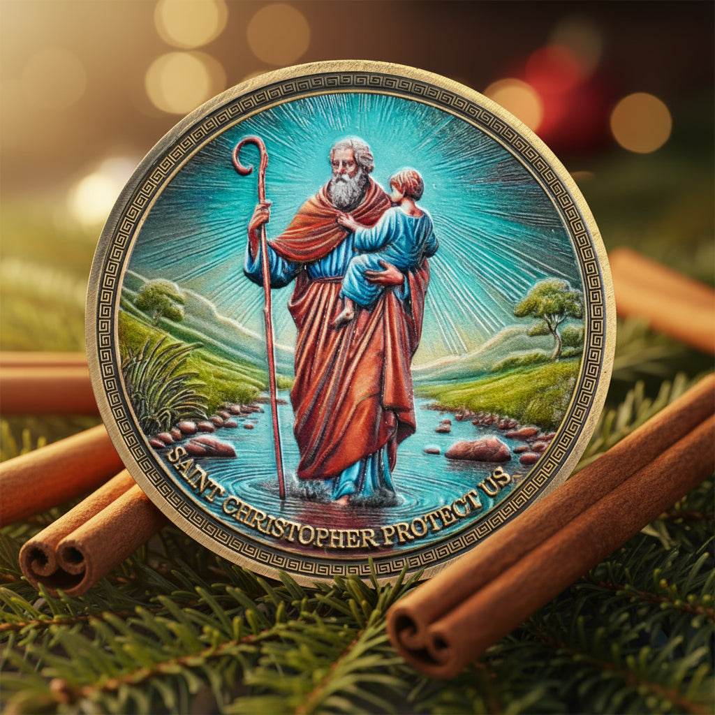 Saint Christopher Christian Challenge Coin with Prayer for Protection mysite