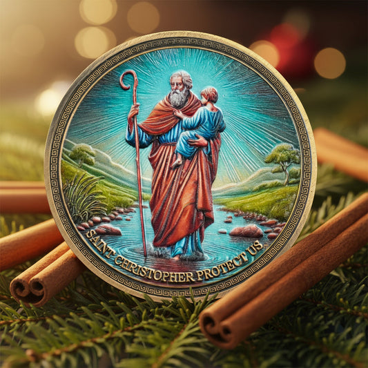 Saint Christopher Christian Challenge Coin with Prayer for Protection mysite