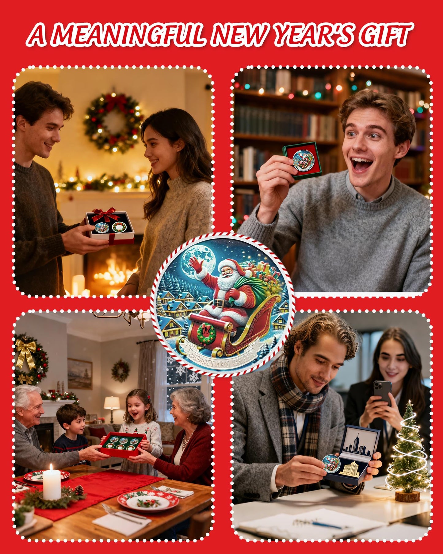 Santa Claus on Sleigh Christmas Coin mysite