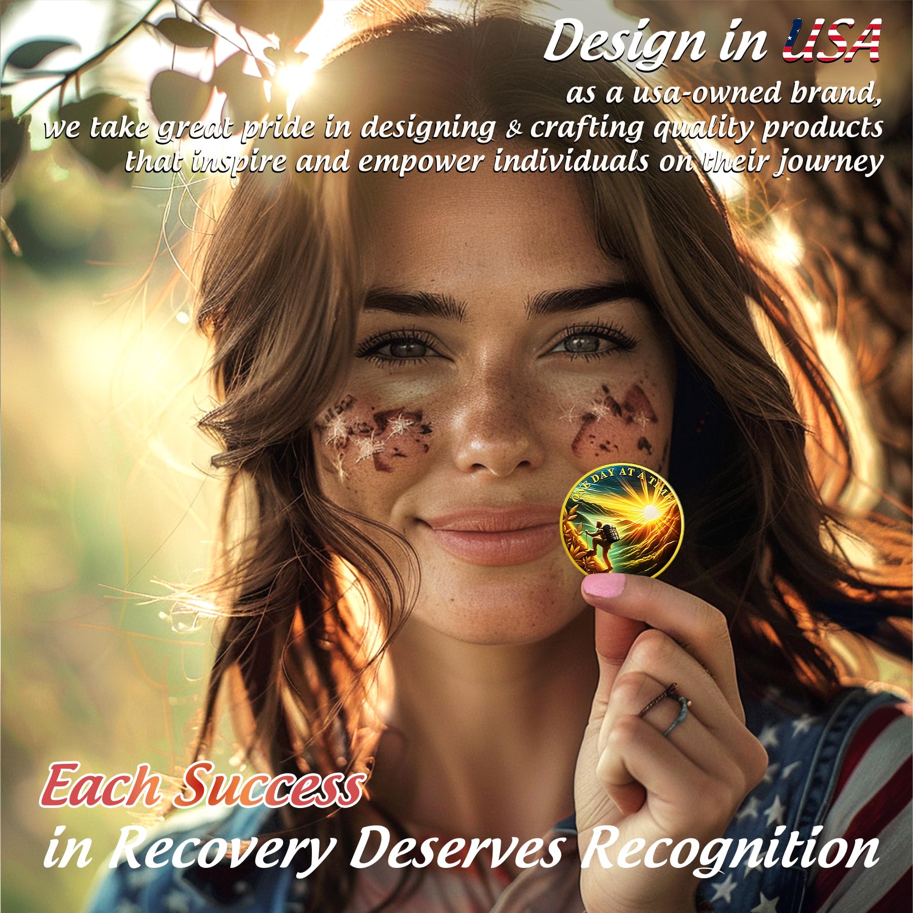 Original Hiking  One Day at A Time Sobriety Coin mysite