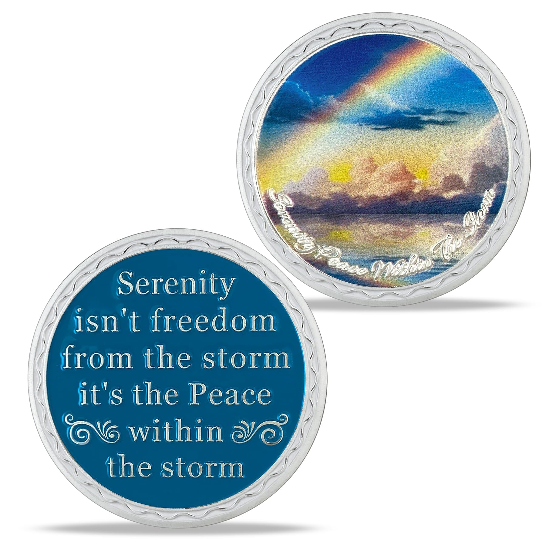 Rainbow Ocean Sobriety Coin with Inspirational Quote mysite