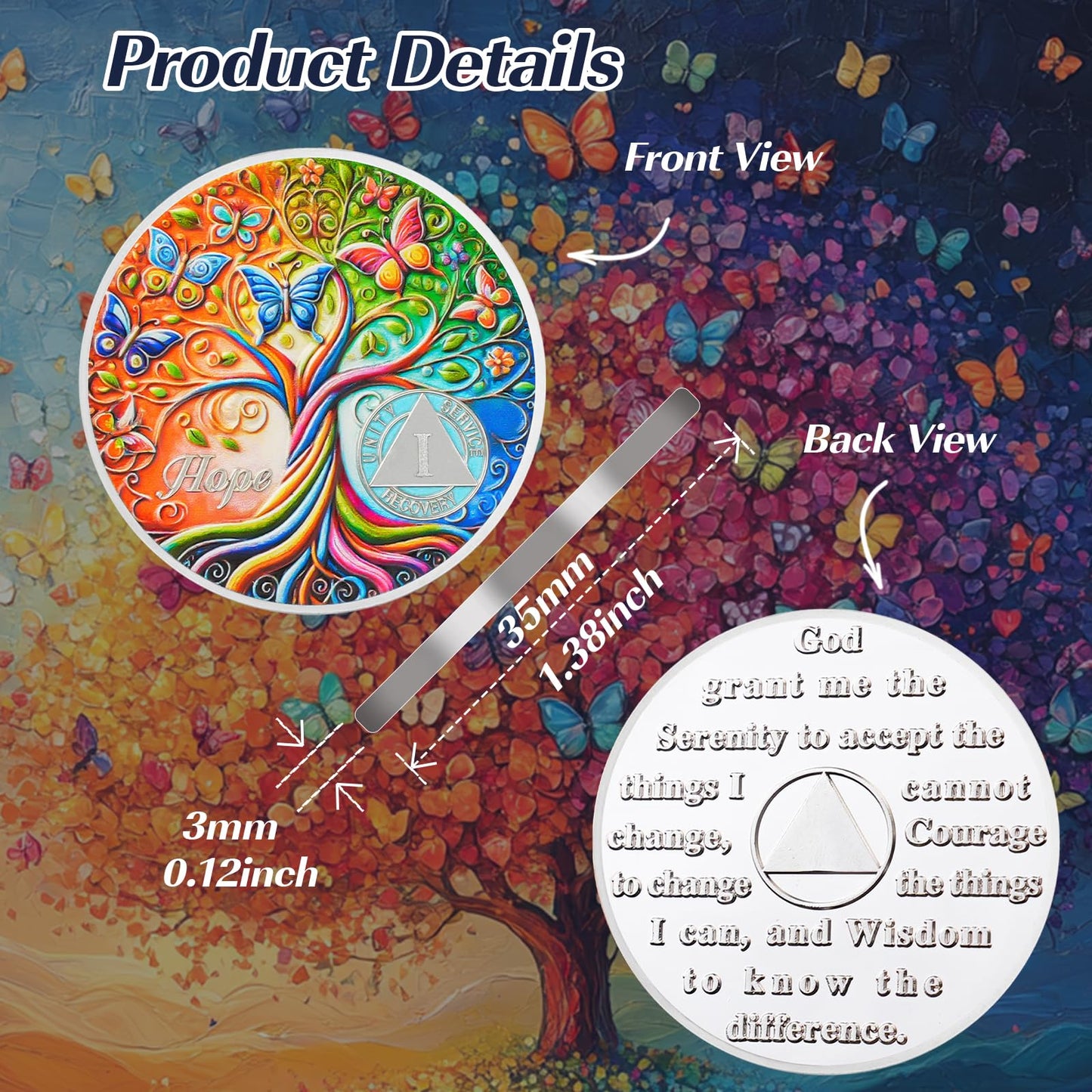 Personalized Tree of Life Golden Hope Sobriety Coin mysite