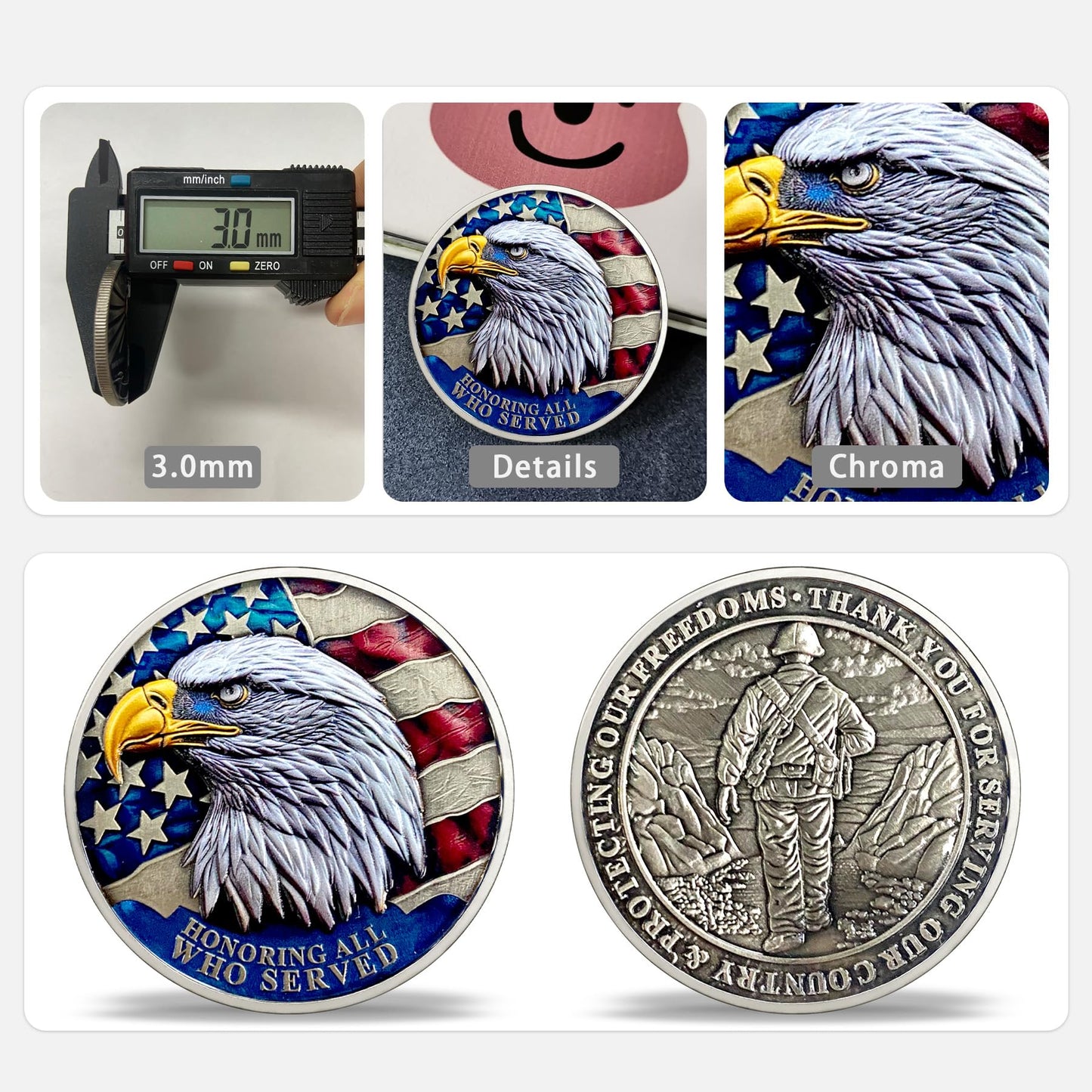 Patriotic Vintage Eagle and Flag Veterans Military Challenge Coin mysite