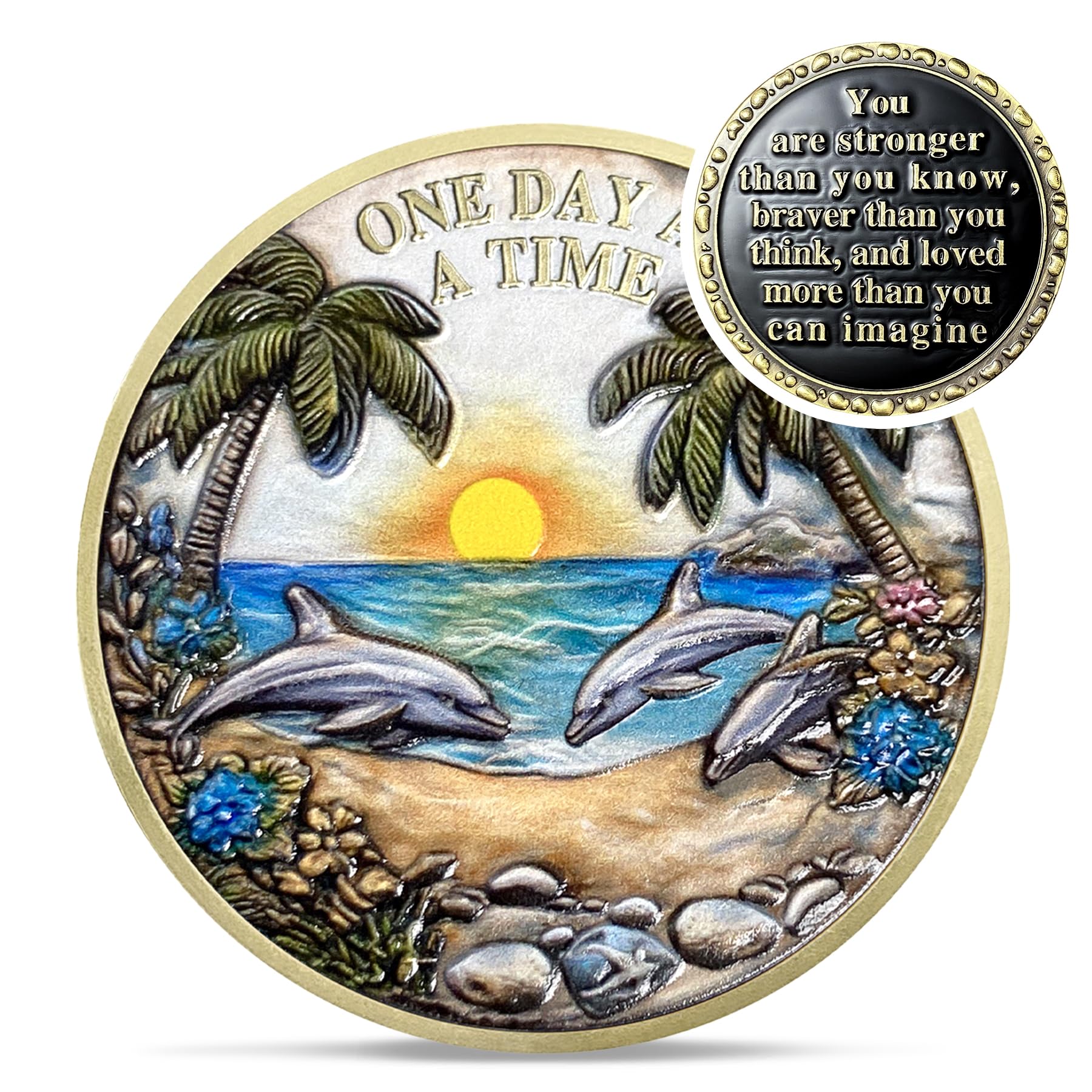 Recovery Addiction Sunset Beach Freedom Dolphins Sobriety Coin mysite