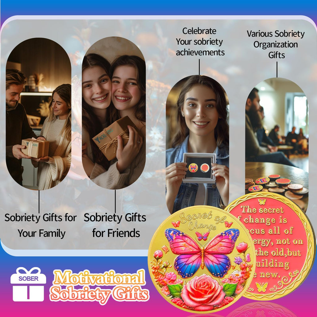 Exquisite Butterfly Secret of Change Sobriety Coin mysite
