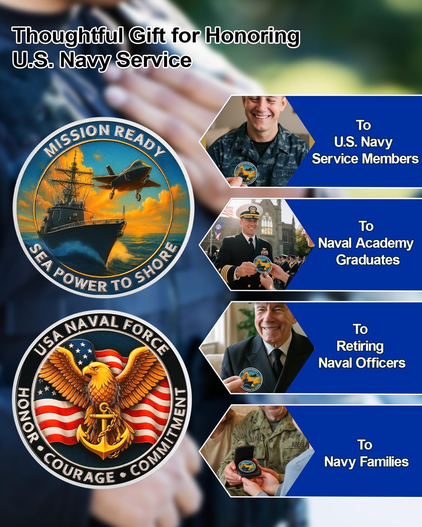 USA Navy Challenge Coin -Naval Force Coins with Warship & Eagl mysite