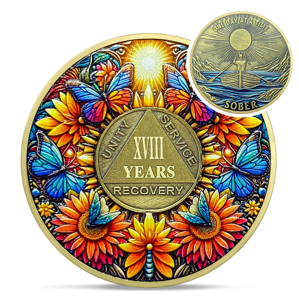 Delicate Sunflower Recovery 18 Year Sobriety Coin mysite