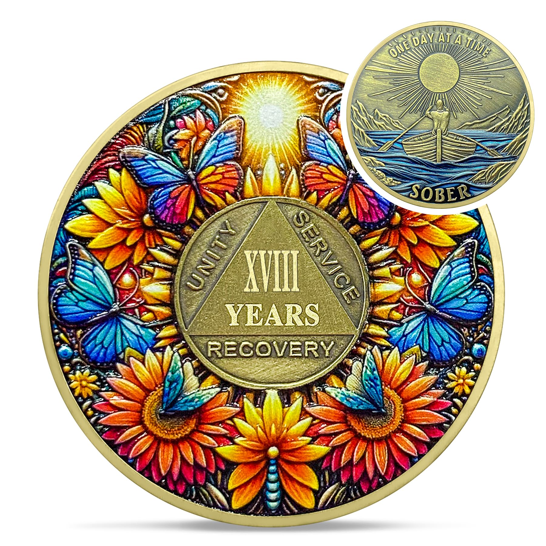 Delicate Sunflower Recovery 18 Year Sobriety Coin mysite